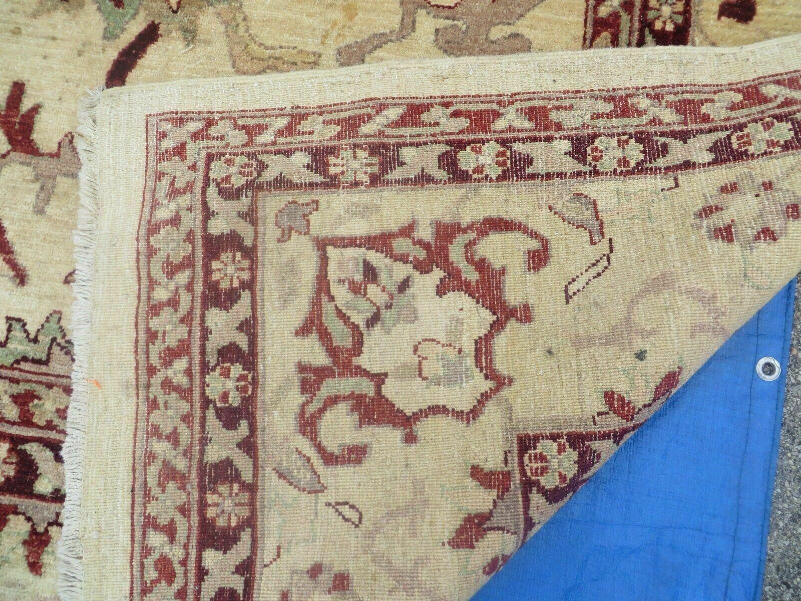 10' X 14' Vintage Hand Knotted Made Indian Agra Wool Rug Vegetable Dyes - Image 10