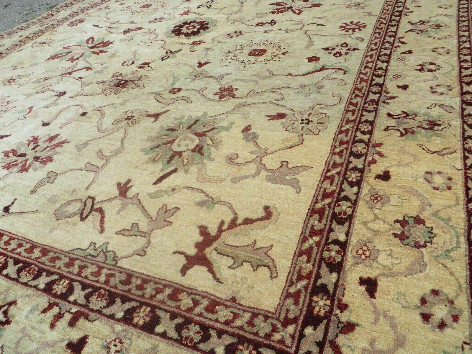 10' X 14' Vintage Hand Knotted Made Indian Agra Wool Rug Vegetable Dyes - Image 11