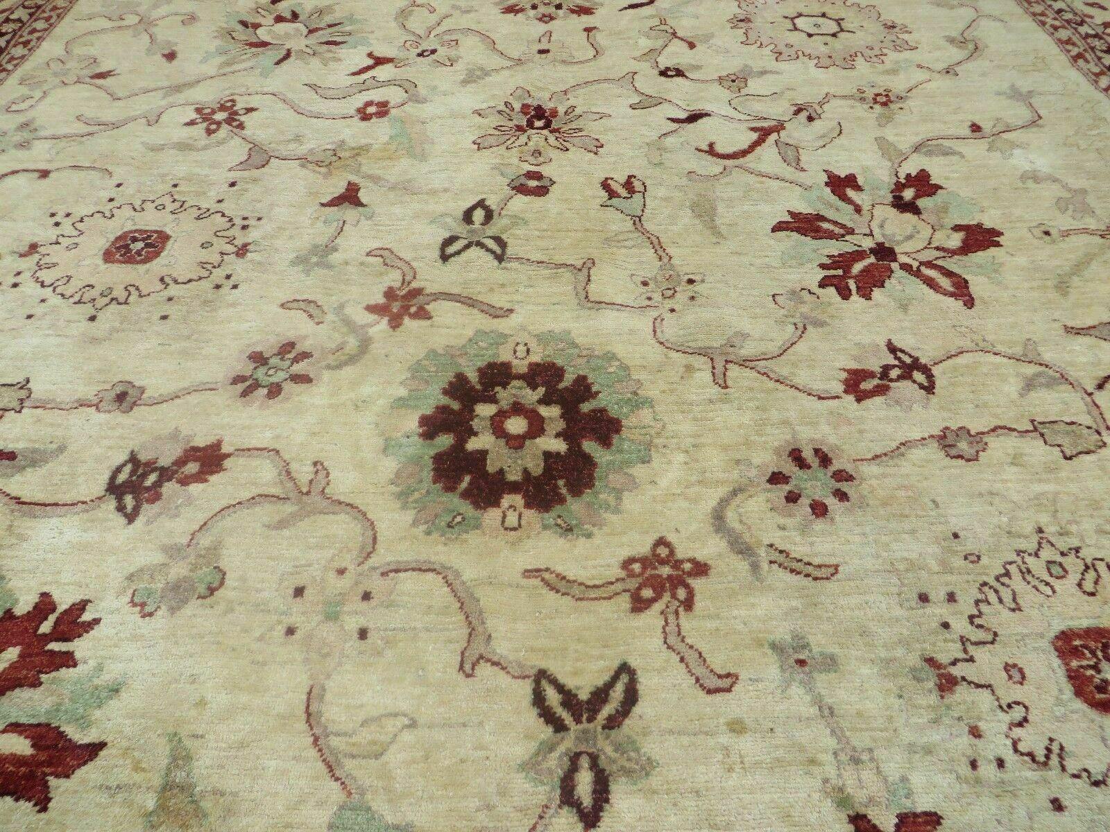 10' X 14' Vintage Hand Knotted Made Indian Agra Wool Rug Vegetable Dyes - Image 12