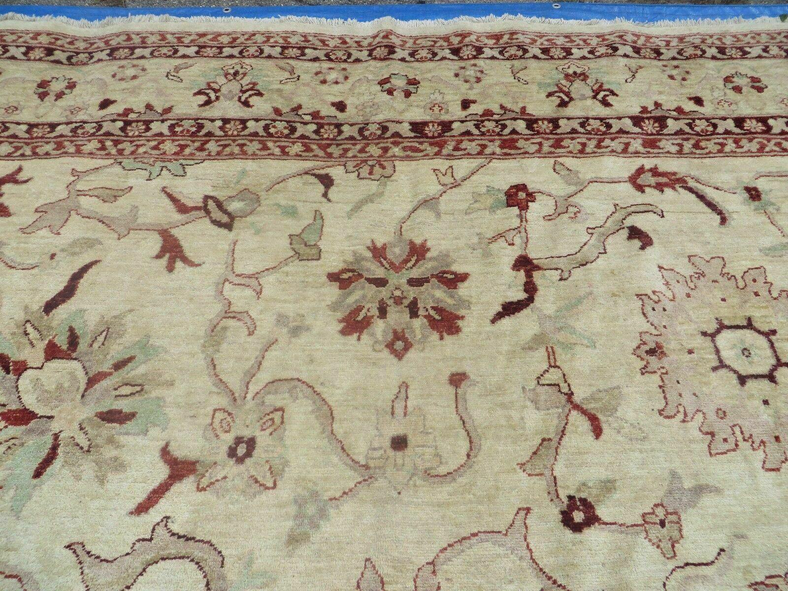 10' X 14' Vintage Hand Knotted Made Indian Agra Wool Rug Vegetable Dyes - Image 3