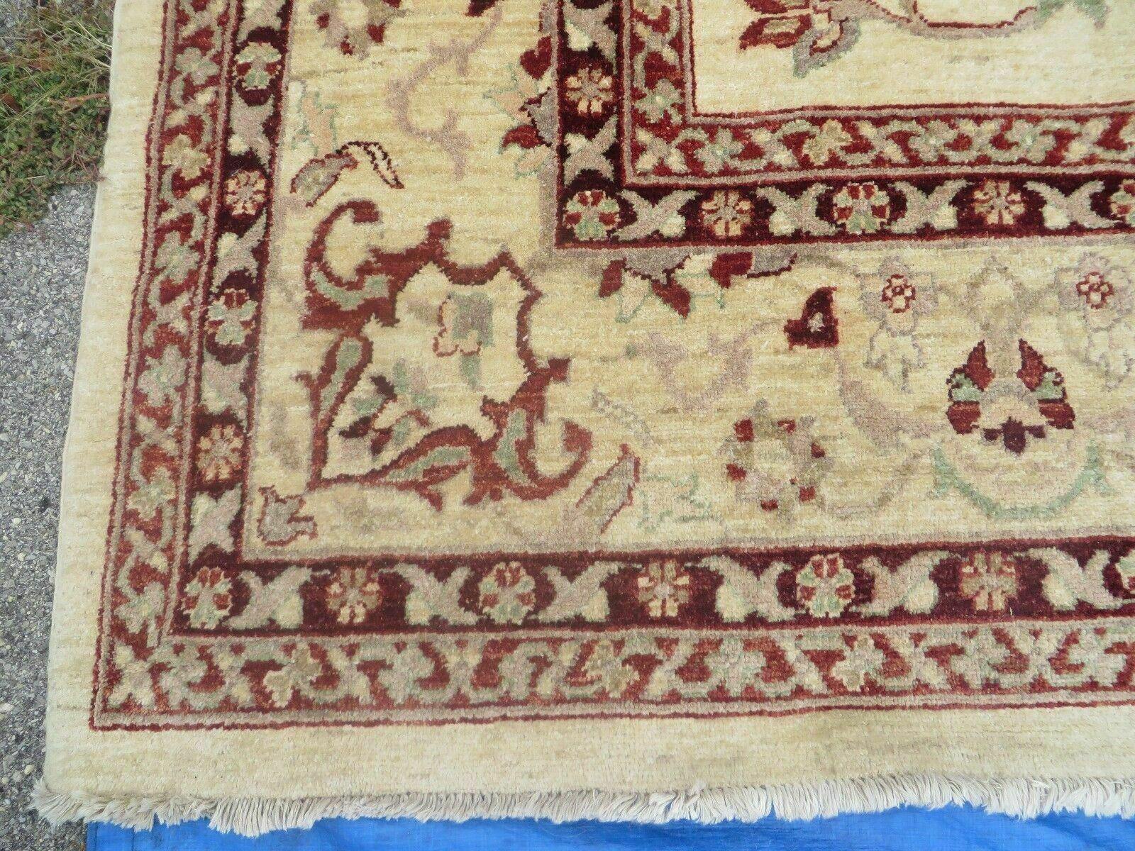 10' X 14' Vintage Hand Knotted Made Indian Agra Wool Rug Vegetable Dyes - Image 8