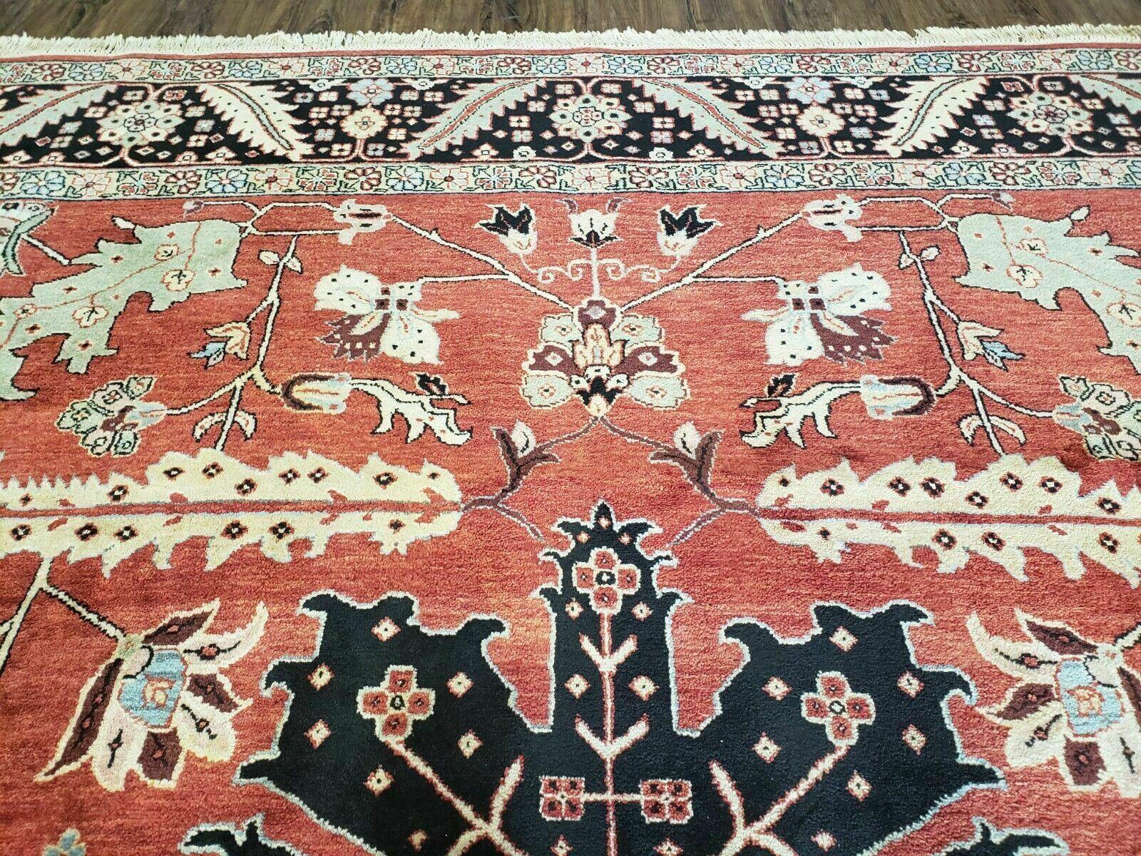 10' X 14' Vintage Hand Made Turkish Wool Rug Carpet Red Black Hand Knotted Nice - Image 3