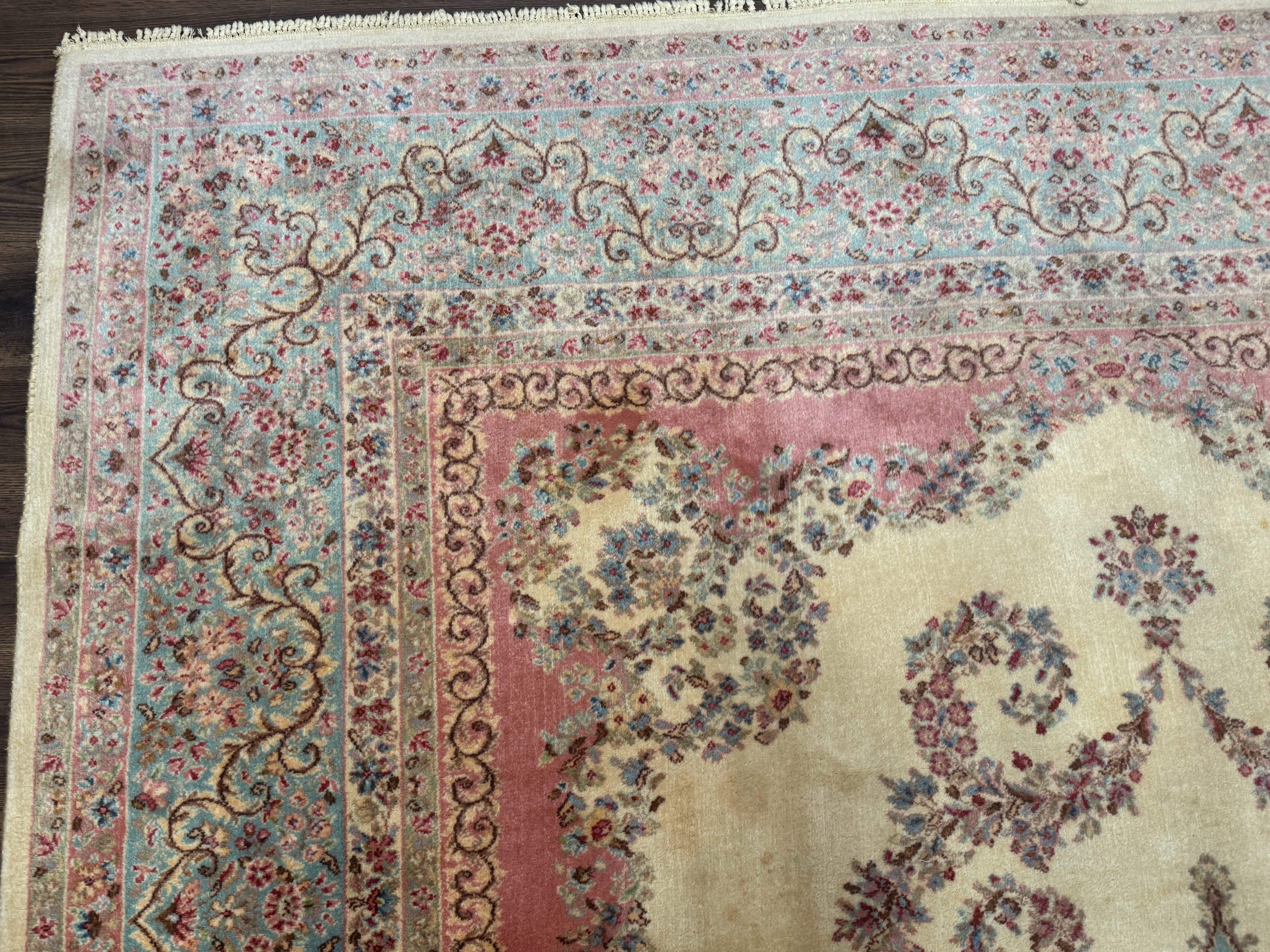 10x14 Karastan Kirman Rug #784 Pastel Ivory Kirman Medallion, Wool Antique Original 700 Series - Image 6