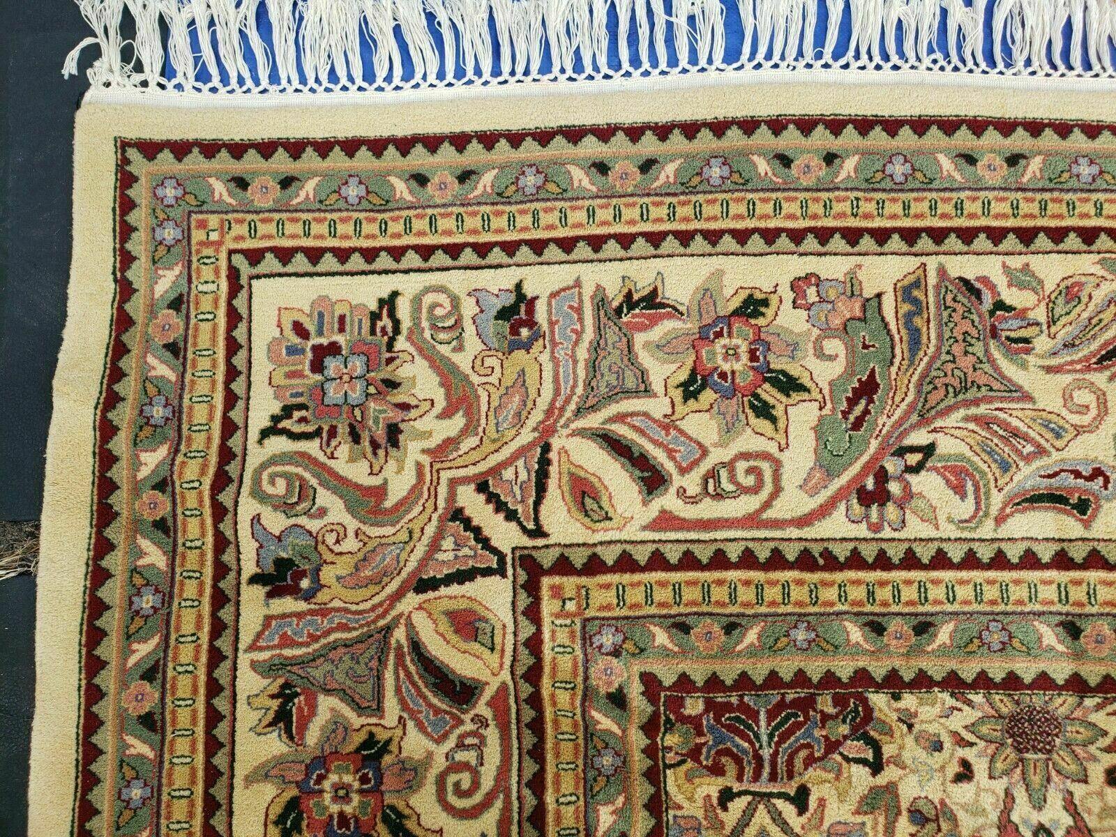 12' X 18' One-of-a-Kind Indian Agra Hand-Knotted Wool Rug Handmade Organic Dyes - Image 6
