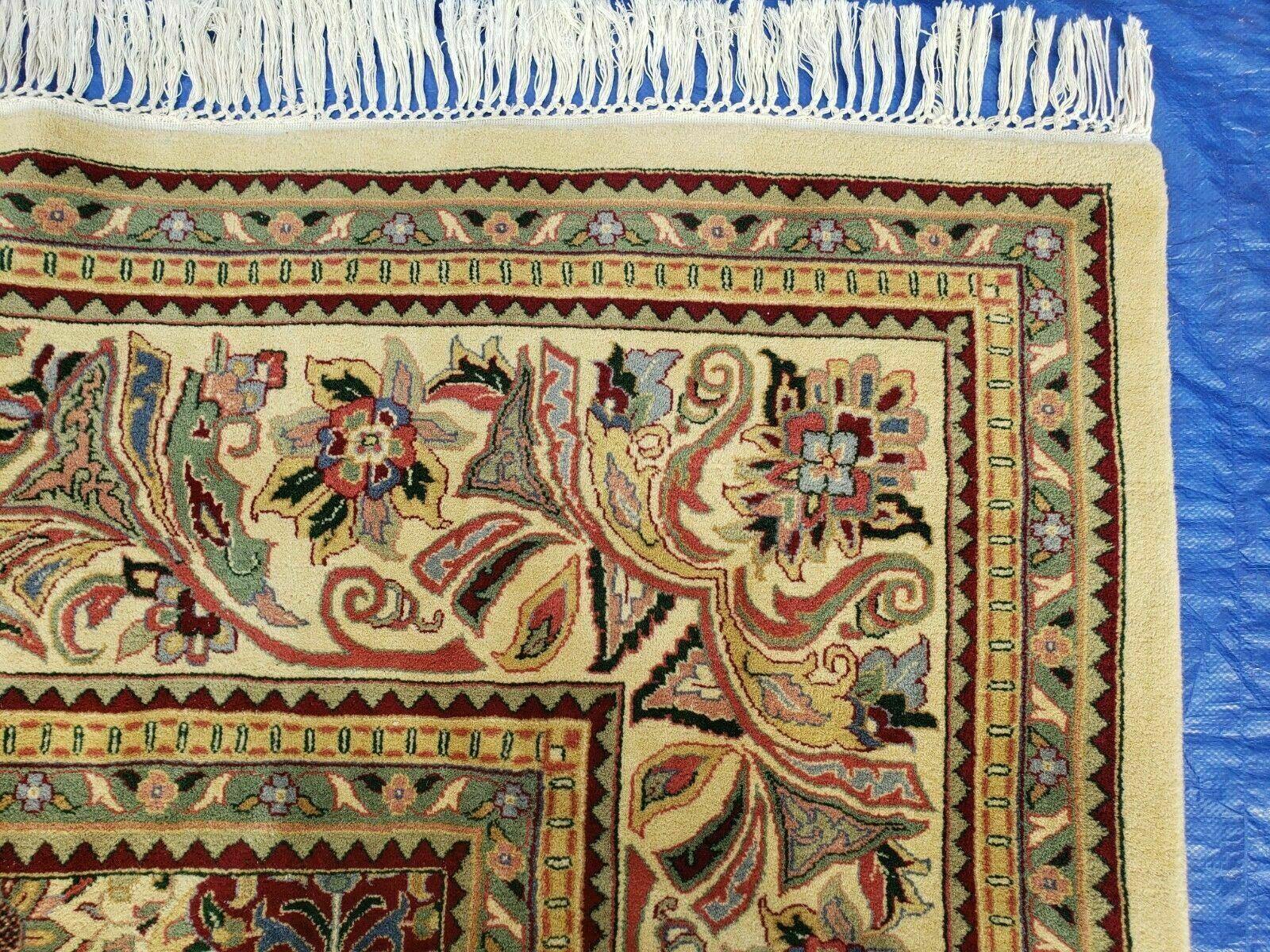 12' X 18' One-of-a-Kind Indian Agra Hand-Knotted Wool Rug Handmade Organic Dyes - Image 7
