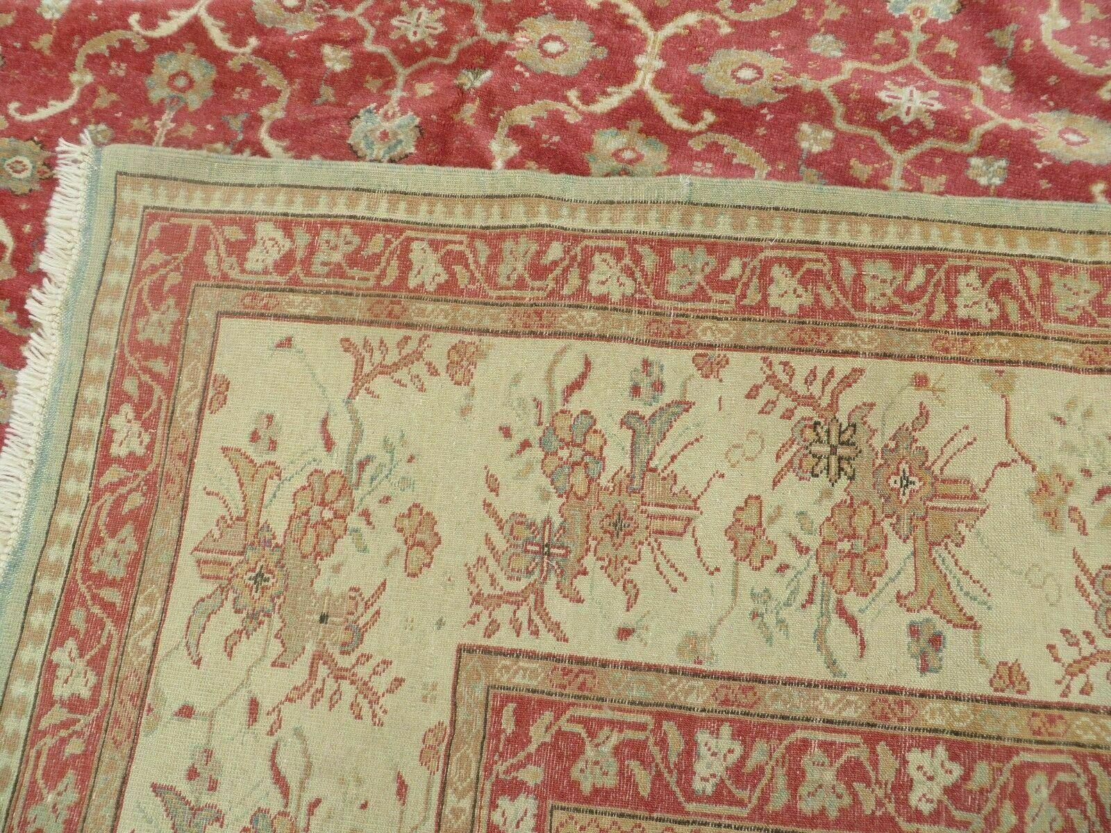 12' X 18' Palace Size Handmade Egyptian Wool Rug Carpet Soft Colors Red & Beige - Image 10
