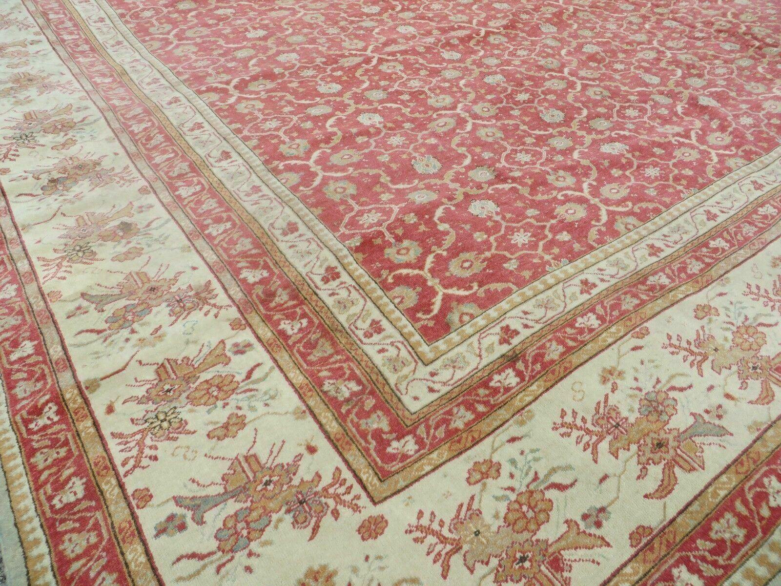12' X 18' Palace Size Handmade Egyptian Wool Rug Carpet Soft Colors Red & Beige - Image 11