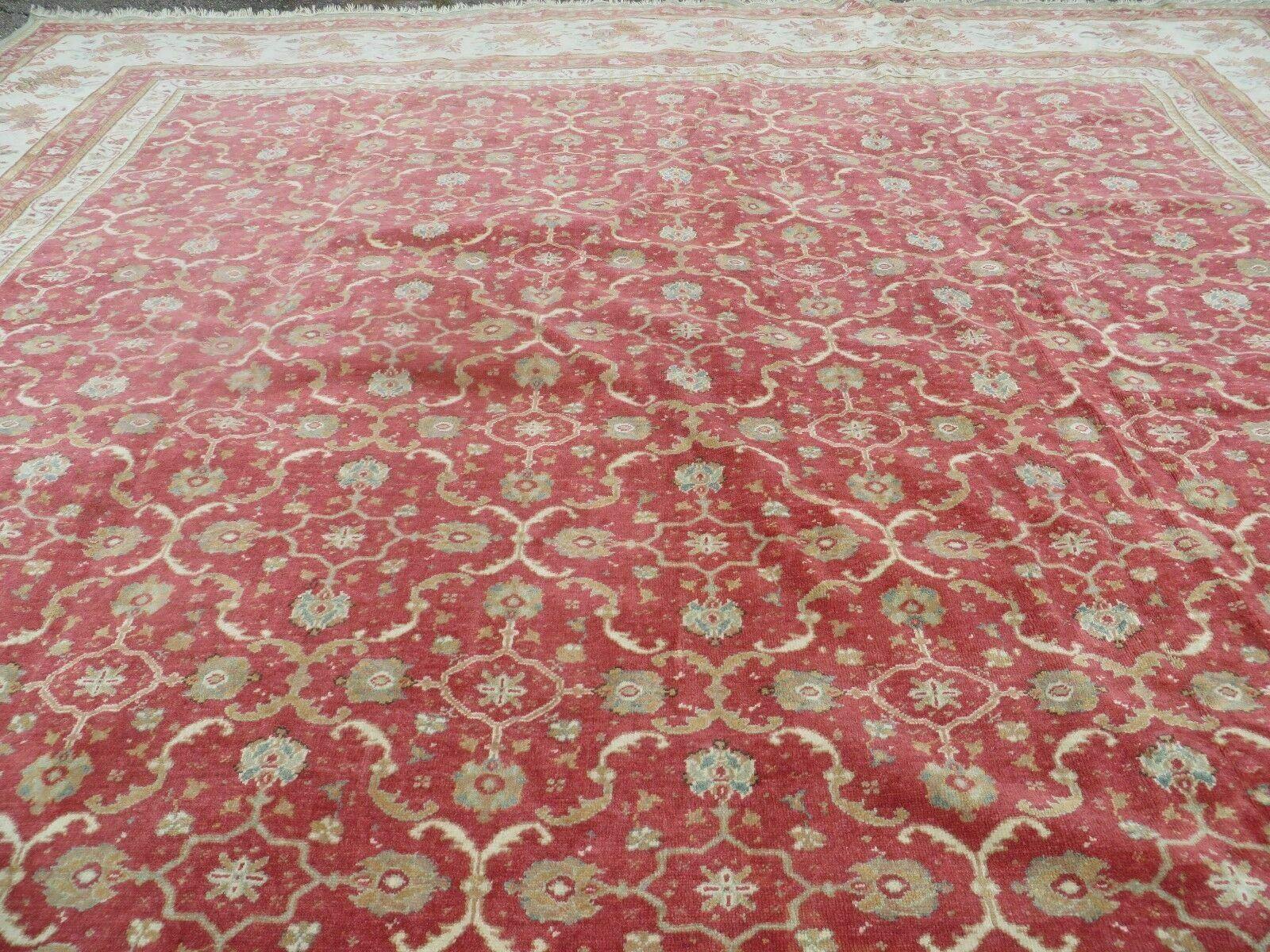 12' X 18' Palace Size Handmade Egyptian Wool Rug Carpet Soft Colors Red & Beige - Image 12
