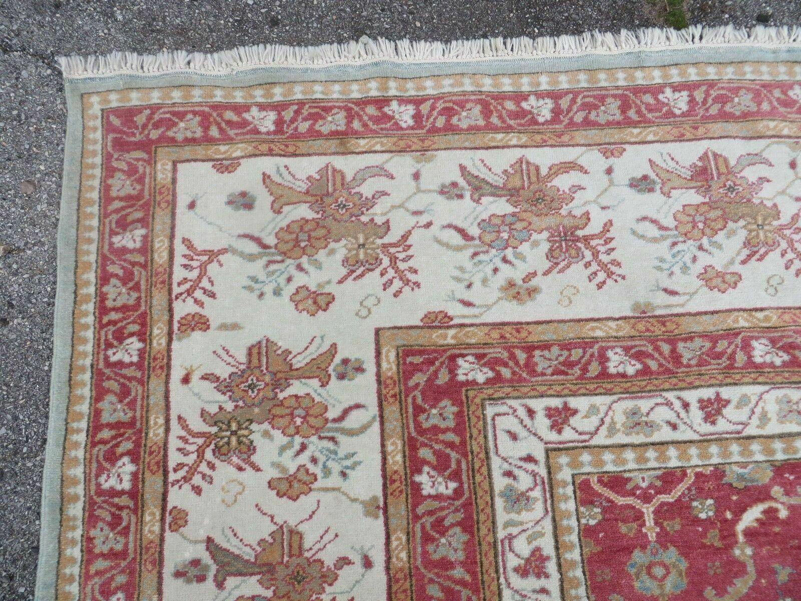 12' X 18' Palace Size Handmade Egyptian Wool Rug Carpet Soft Colors Red & Beige - Image 6