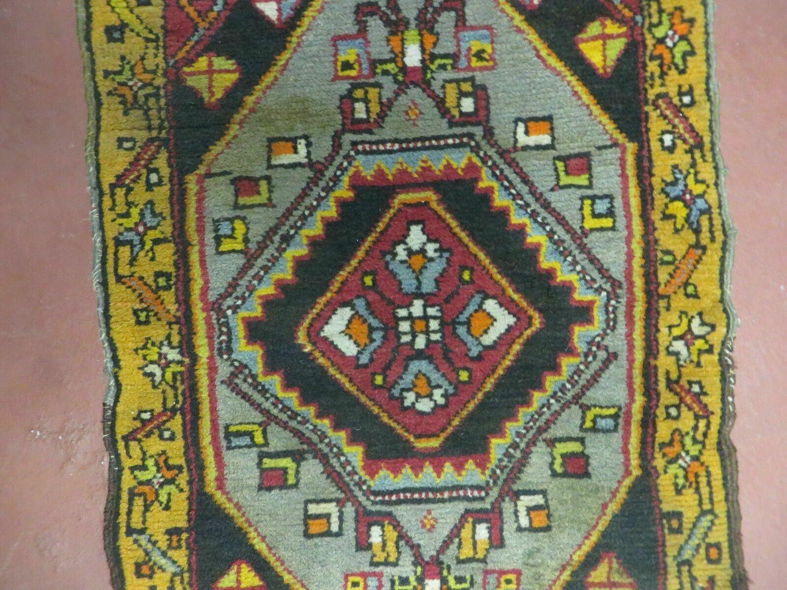 19" X 42" Antique Handmade Turkish Colorful Oushak Oshak Yastik Wool Rug Mat - Image 12