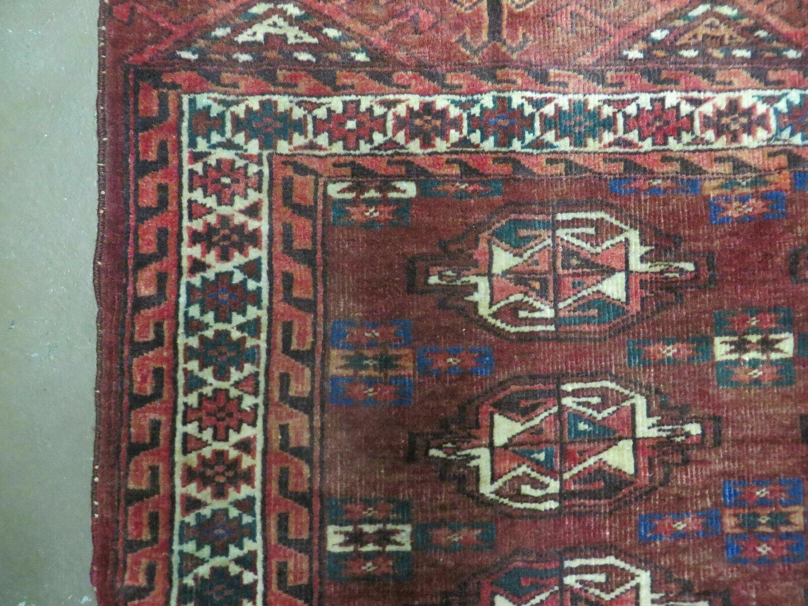 2.5' X 4' Antique Handmade Bokhara Turkoman Yamud Wool Rug Kilim Backing NICE - Image 8