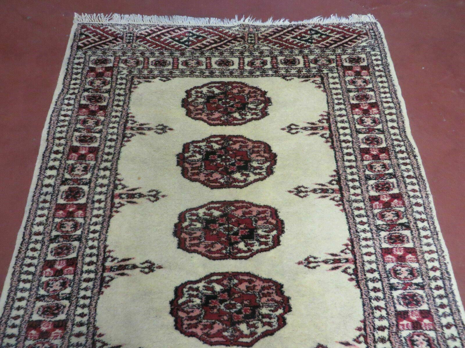 2' 7" x 7' Handmade Finely Knotted Pakistani Turkoman Bokhara Detailed Wool Rug - Image 3