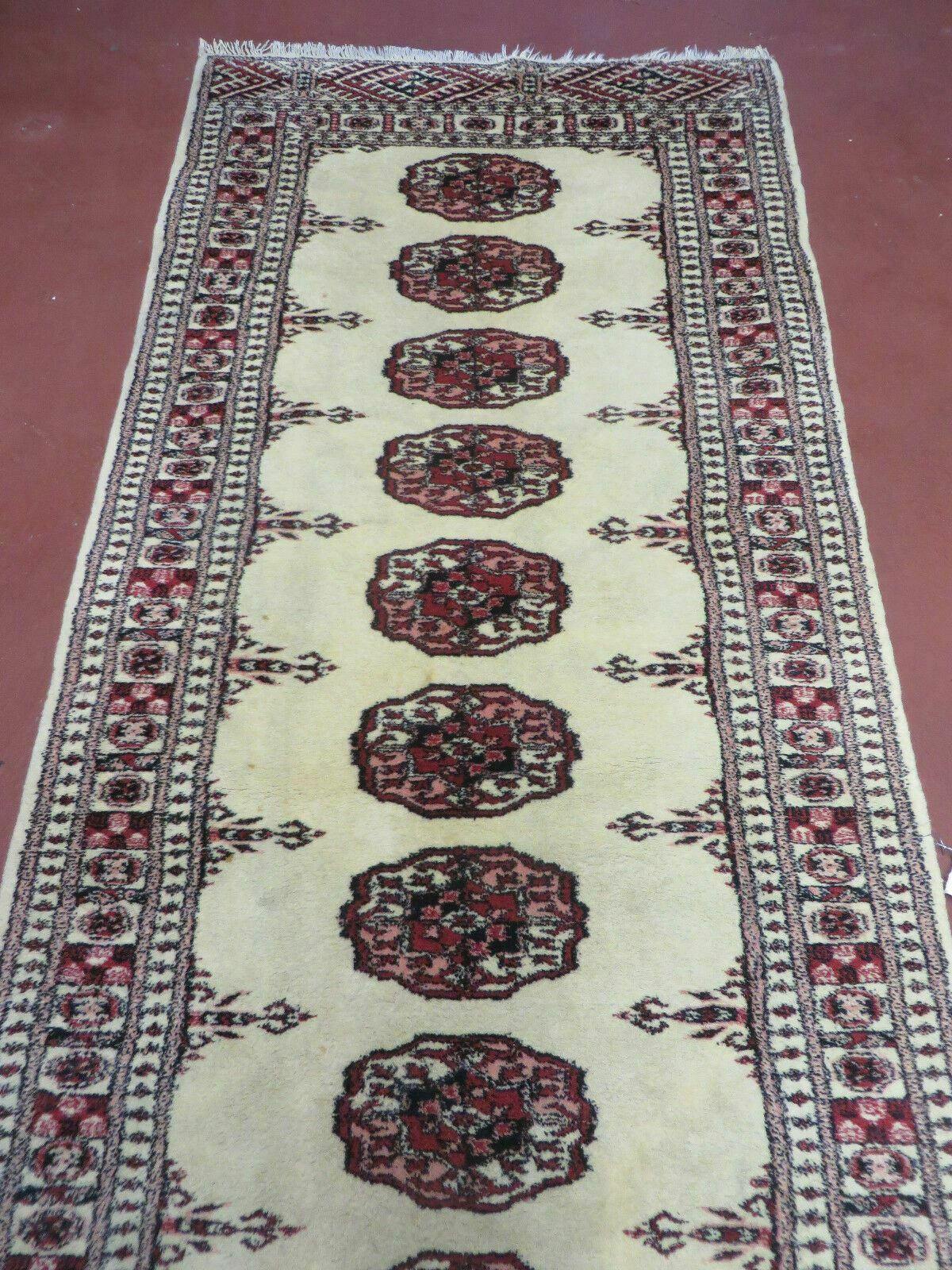 2' 7" x 7' Handmade Finely Knotted Pakistani Turkoman Bokhara Detailed Wool Rug - Image 4
