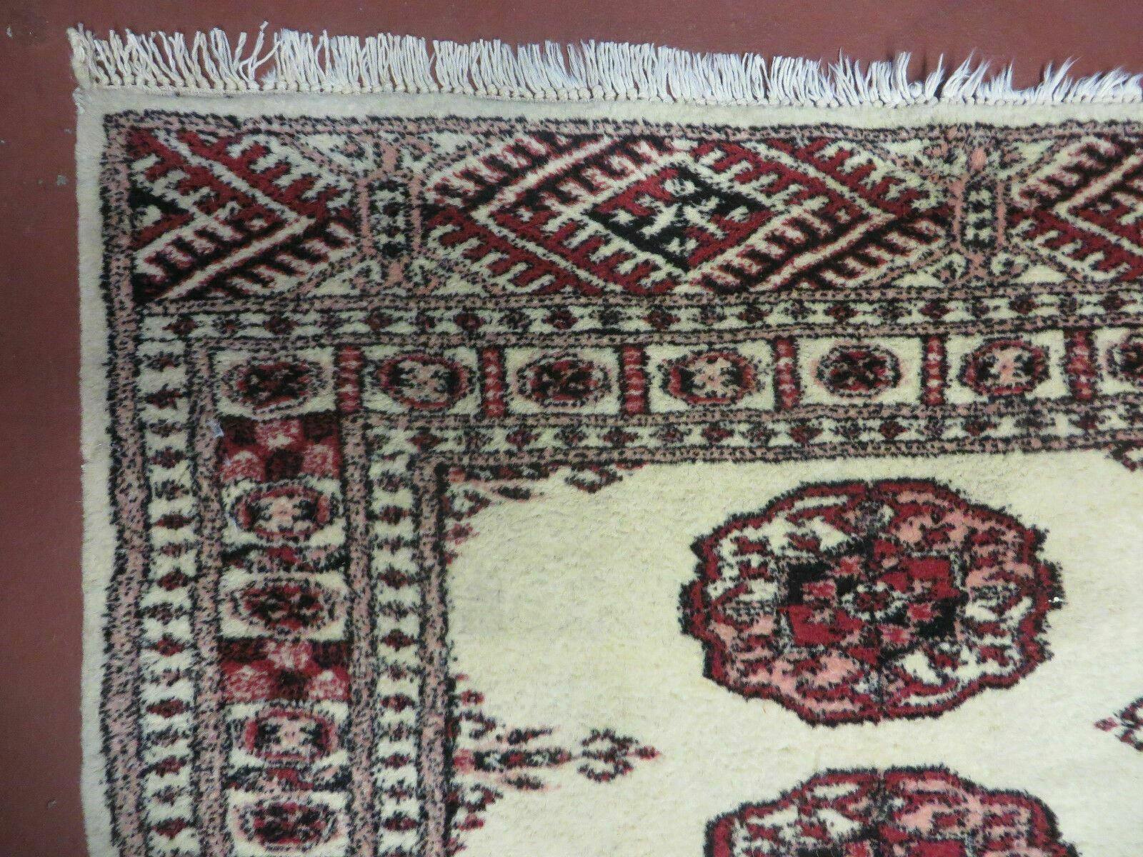 2' 7" x 7' Handmade Finely Knotted Pakistani Turkoman Bokhara Detailed Wool Rug - Image 6