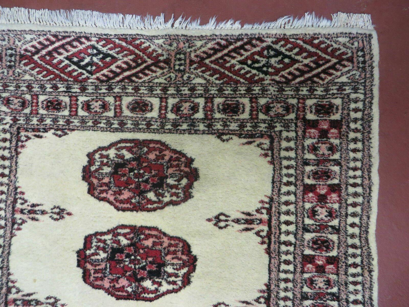 2' 7" x 7' Handmade Finely Knotted Pakistani Turkoman Bokhara Detailed Wool Rug - Image 7