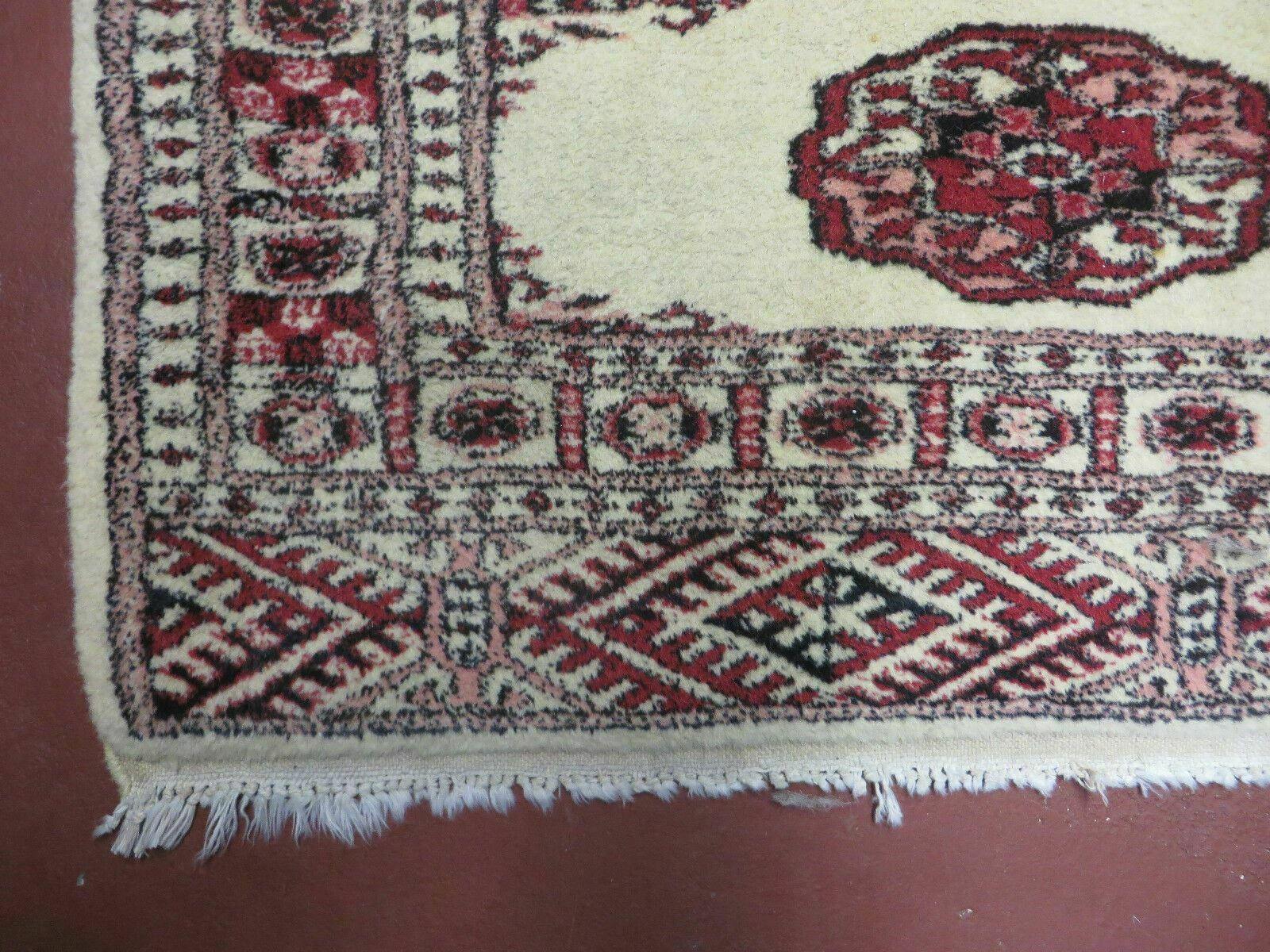 2' 7" x 7' Handmade Finely Knotted Pakistani Turkoman Bokhara Detailed Wool Rug - Image 8