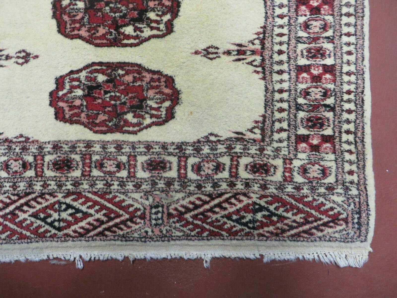 2' 7" x 7' Handmade Finely Knotted Pakistani Turkoman Bokhara Detailed Wool Rug - Image 9