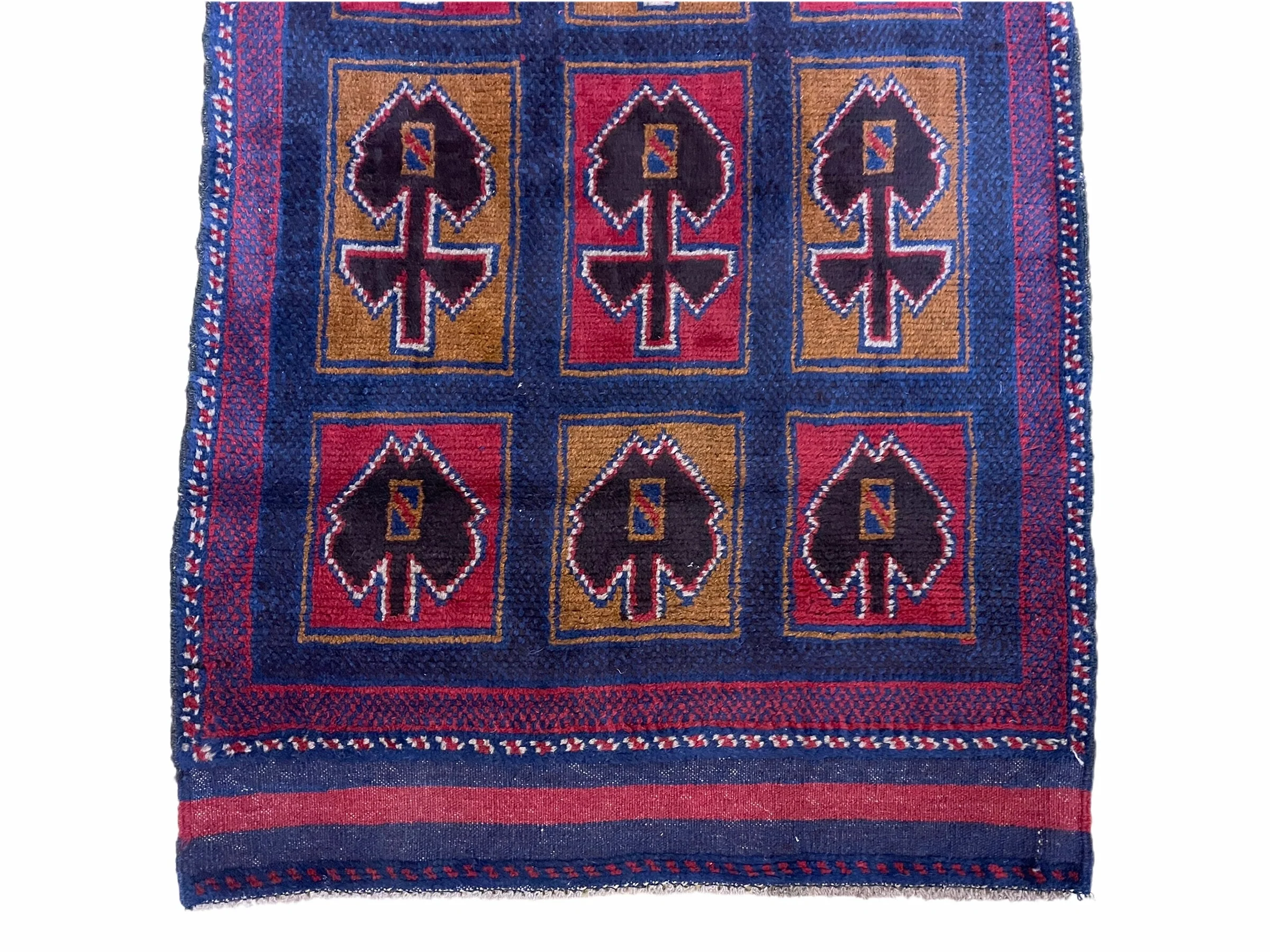 2' 9" X 4' 5" Vintage Handmade Tribal Wool Rug Balouchi Afghan Rug Blue Red 3x5 - Image 5