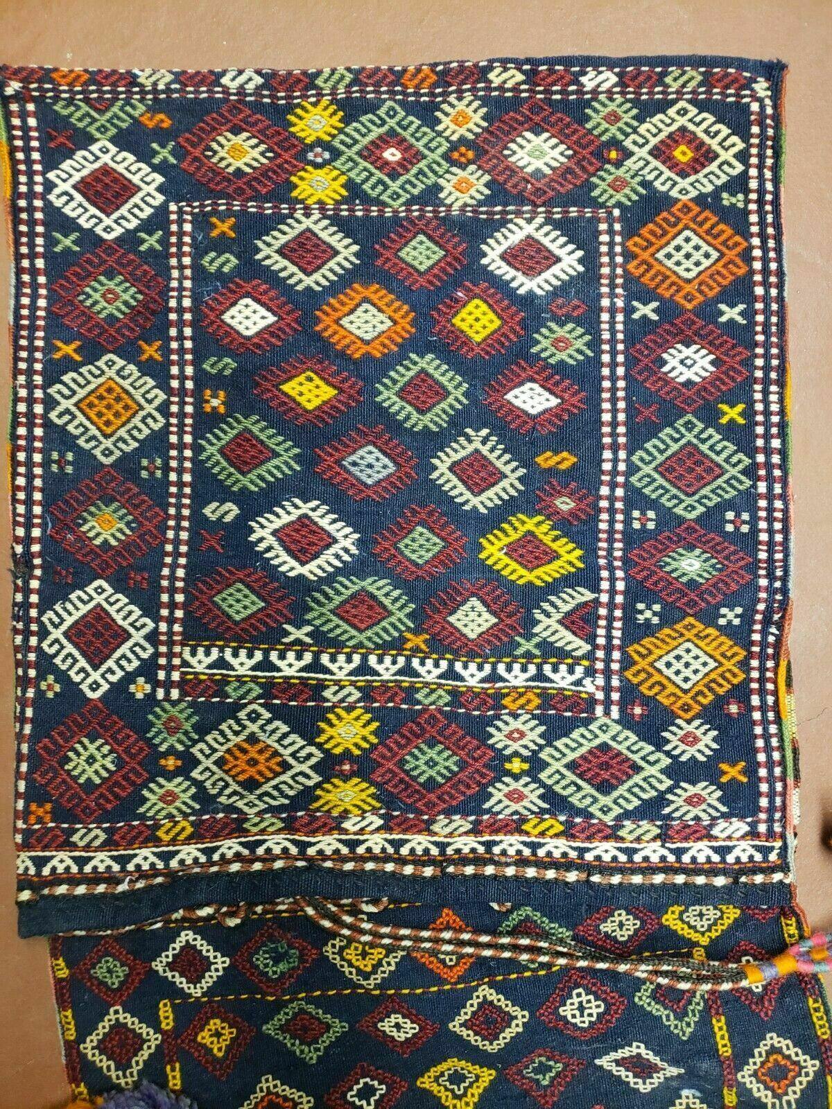 2' X 4' Handmade Turkish Tribal Kilim Wool Rug Double Saddle Bag Khorjin Nice - Image 12