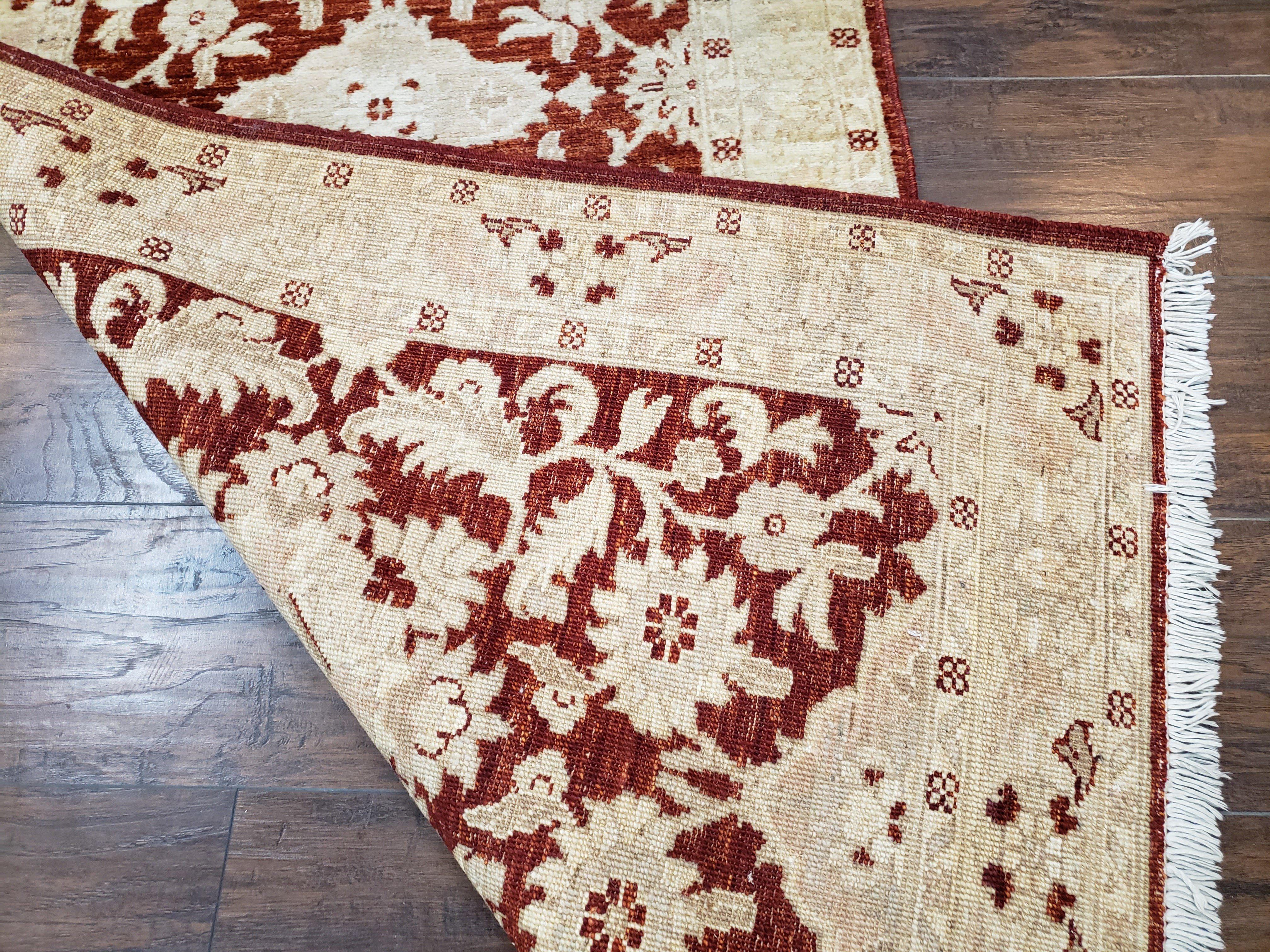 21 ft Runner Rug Long Hallway Runner, 3 x 21 Corridor Rug, Peshawar Pak Persian Chobi Agra Rug, Maroon and Beige Large Flowers Wool Handmade - Image 10