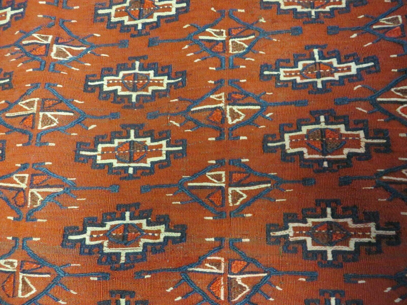 2'8" X 4' Antique Handmade Tribal Wool Rug Pillow Case Yamud Flat Weave Diamond - Image 12