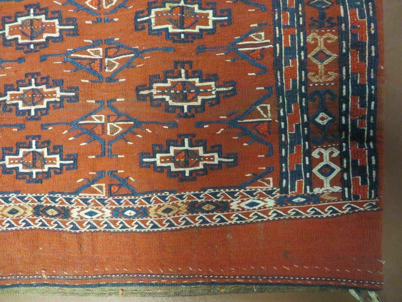 2'8" X 4' Antique Handmade Tribal Wool Rug Pillow Case Yamud Flat Weave Diamond - Image 7