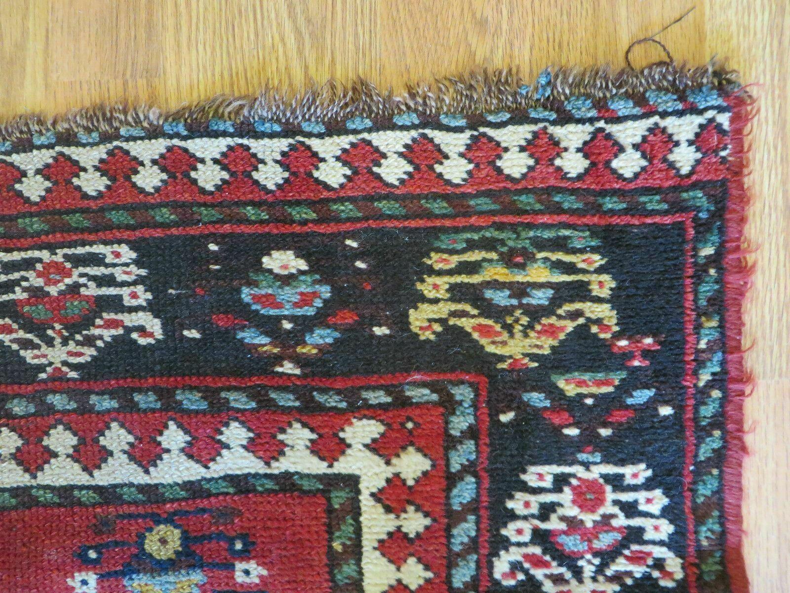 3' 3" X 10' Hand-Knotted Antique Handmade Caucasian Kazak Wool Runner Rug - Image 7