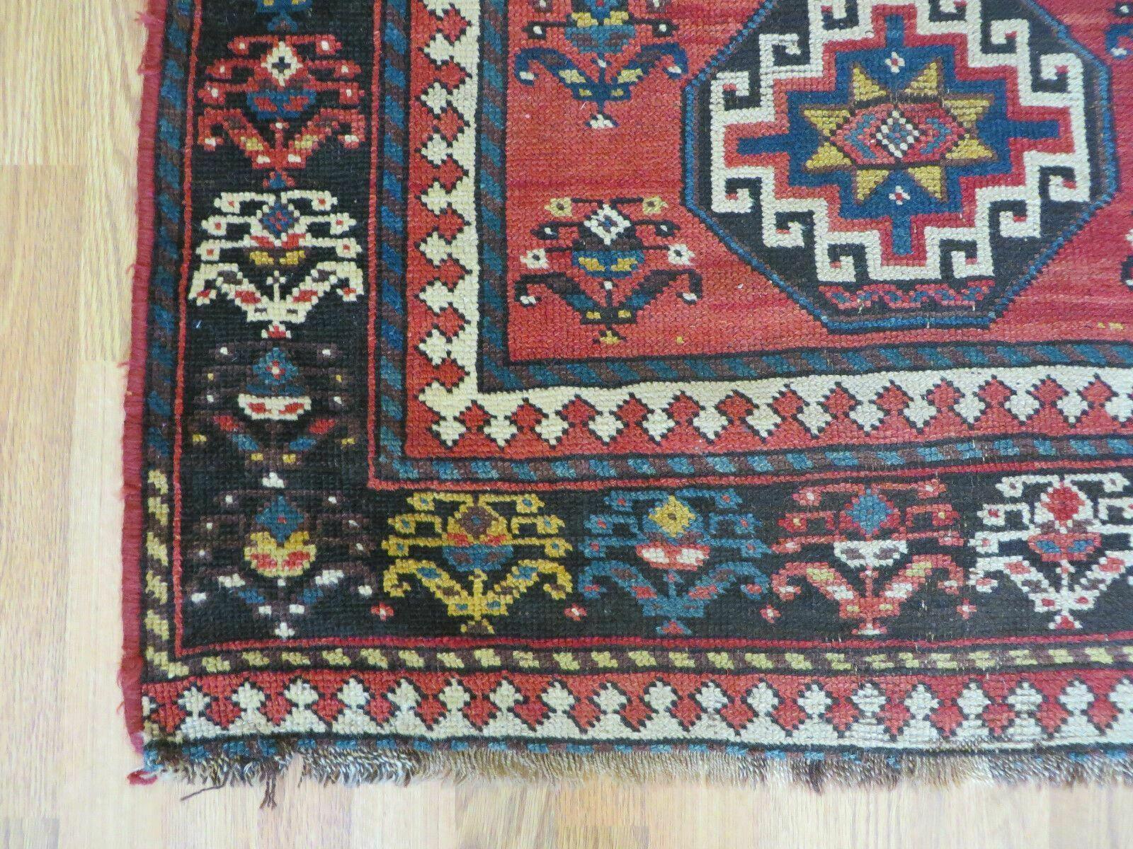 3' 3" X 10' Hand-Knotted Antique Handmade Caucasian Kazak Wool Runner Rug - Image 8