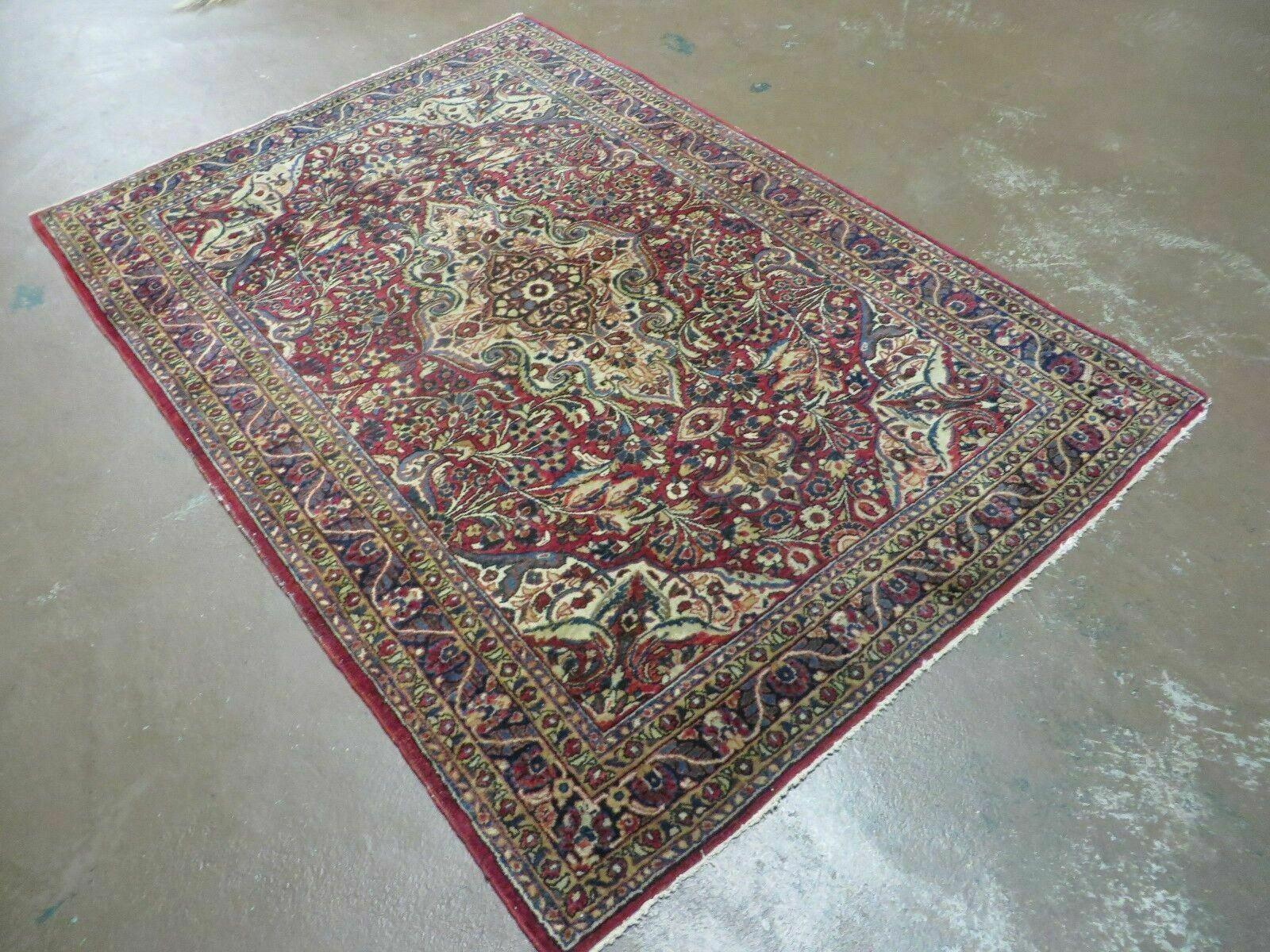 3' 5" X 5' Antique Handmade Indian Agra Fine Weave Wool Rug Organic dye Nice - Image 2