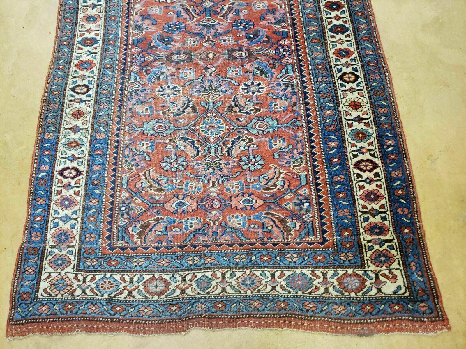 3' 8" X 11' Antique Handmade Turkish Wool Rug Veg Dye Runner Nice Rusted Red - Image 5