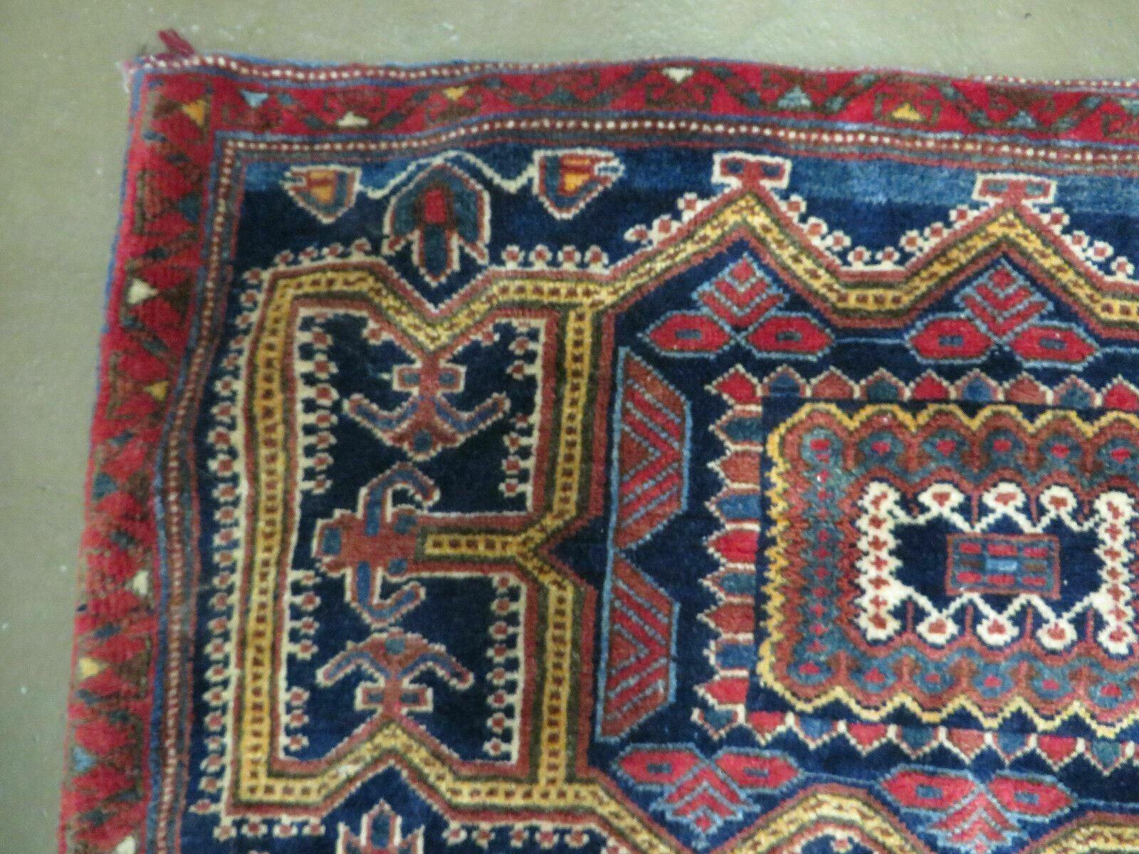 3' X 4.5' Antique Handmade Turkish Tribal Wool Rug Double Saddle Bag Nice - Image 6