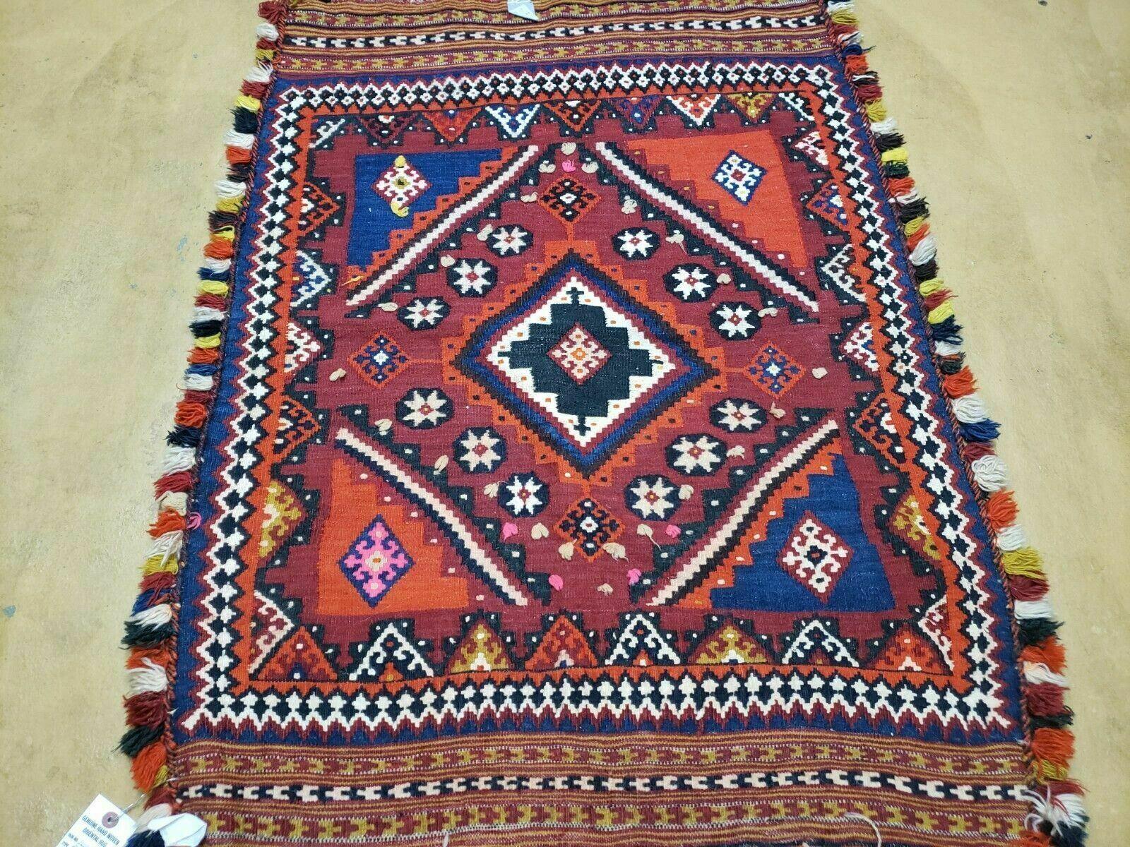 3' X 4' Antique Handmade Turkish Wool Kilim Rug Decorative Seat Cover - Image 9