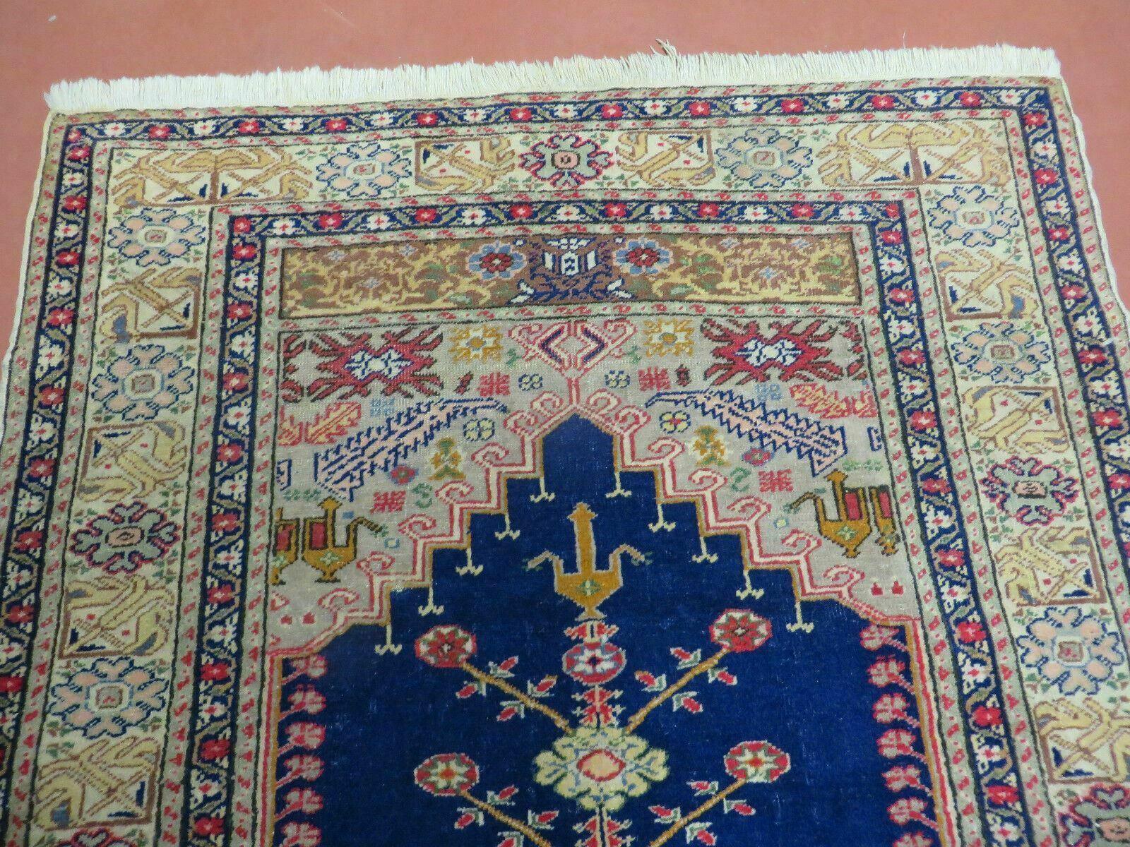 3' X 4' Semi Antique Handmade Turkish Prayer Kaisery Wool Rug Nice - Image 3