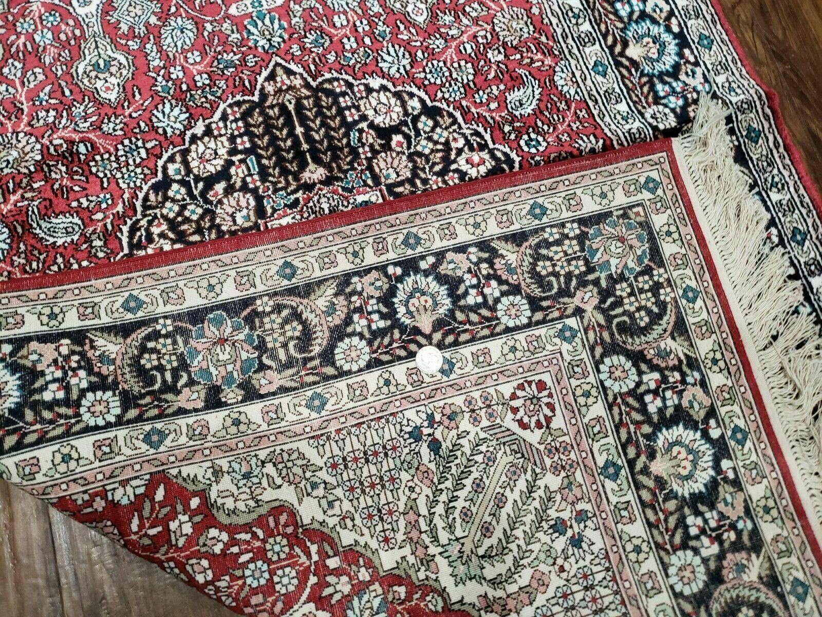 3' X 5' Vintage Fine Handmade India Oriental Kashmir Silk Rug 400 KPSI Wow - Image 11