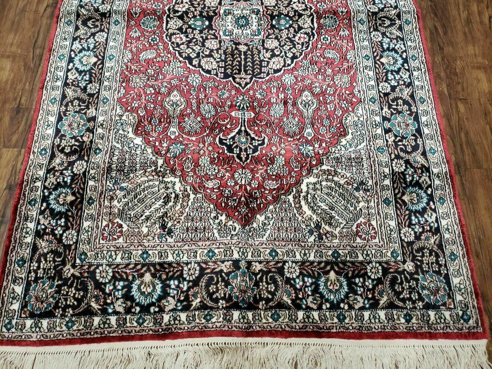 3' X 5' Vintage Fine Handmade India Oriental Kashmir Silk Rug 400 KPSI Wow - Image 5