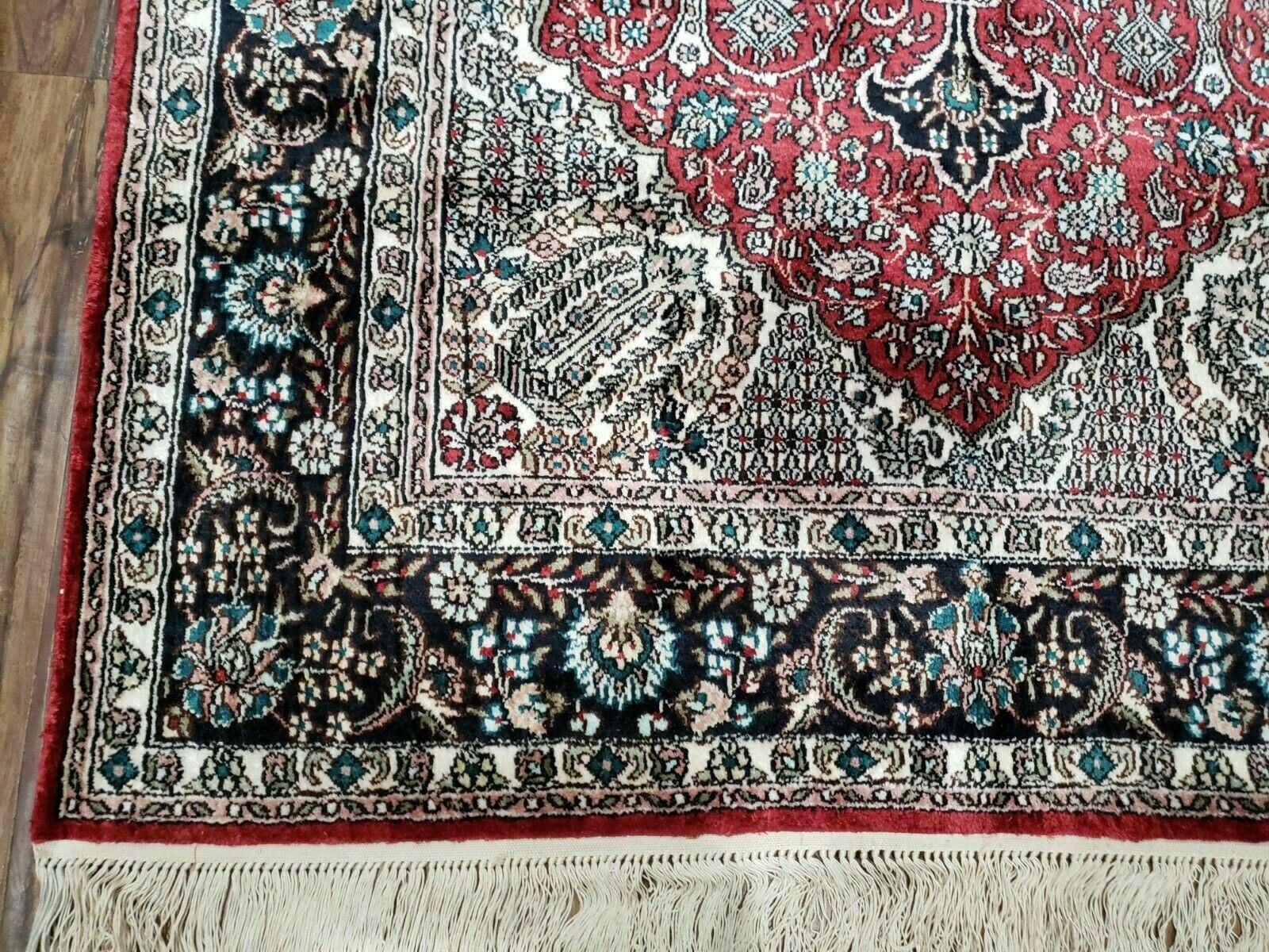 3' X 5' Vintage Fine Handmade India Oriental Kashmir Silk Rug 400 KPSI Wow - Image 8
