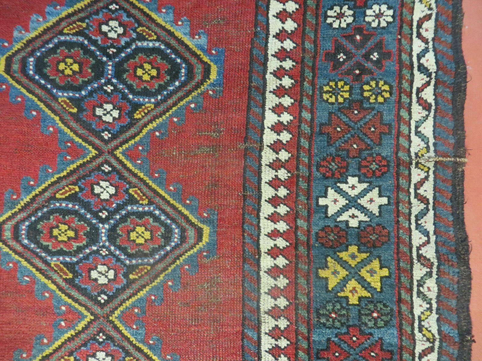 3' X 6' Antique 1920s Handmade Caucasian Karabagh Ganjeh Talesh Wool Rug Nice - Image 7
