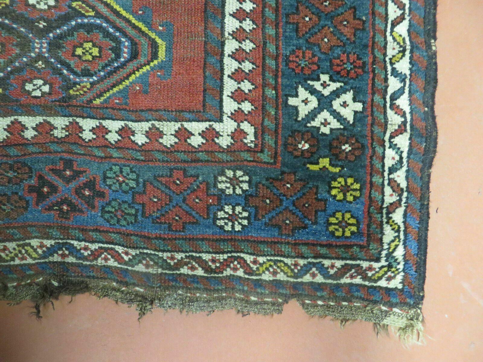 3' X 6' Antique 1920s Handmade Caucasian Karabagh Ganjeh Talesh Wool Rug Nice - Image 9
