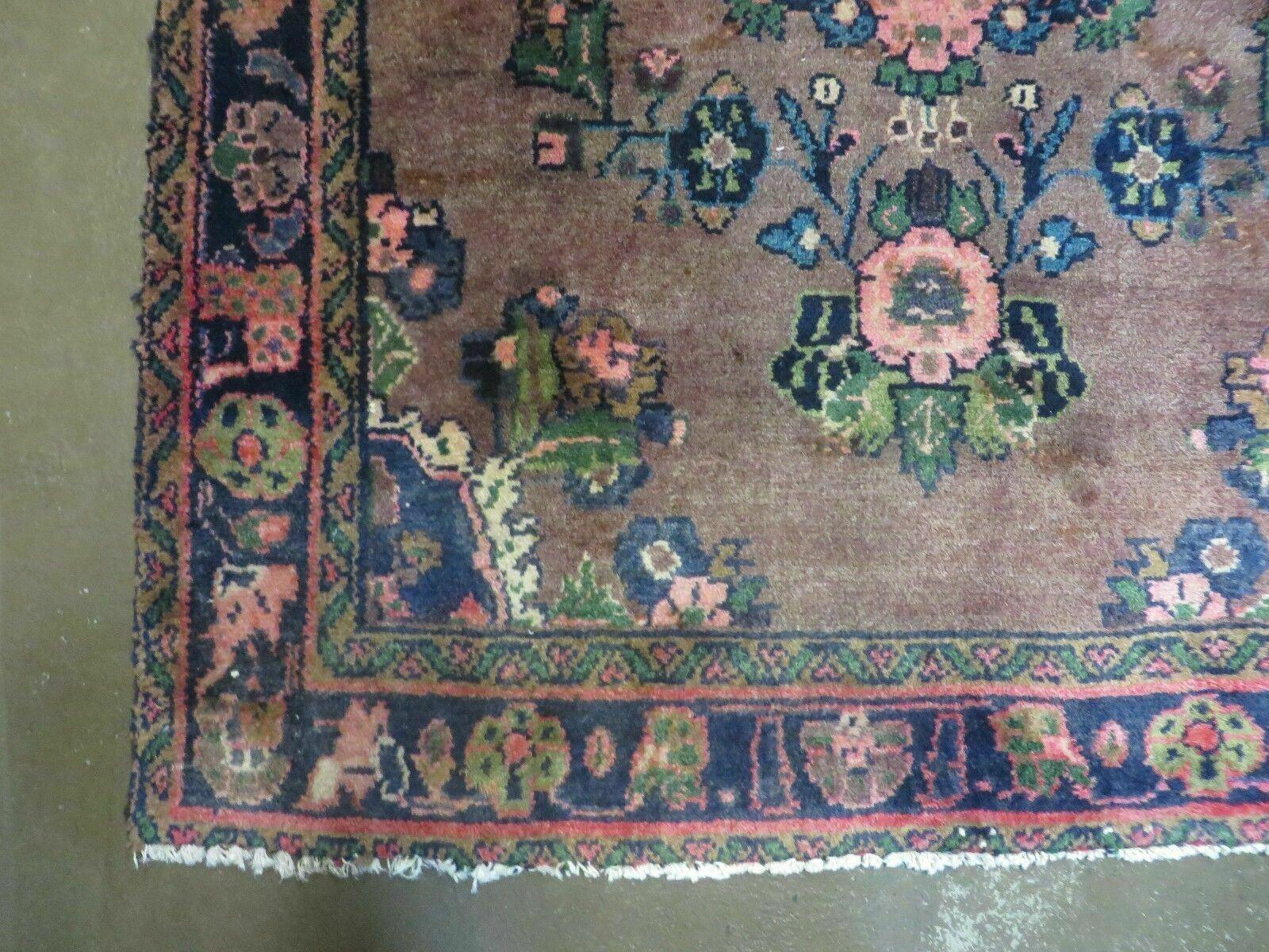 3 x 7 Antique Persian Hamadan Nahavand Rug, Tribal Runner Rug , Handmade Oriental Wool Rug, Vegetable Dyed, Purple-Red & Dark Blue, 3x7 Rug - Image 8