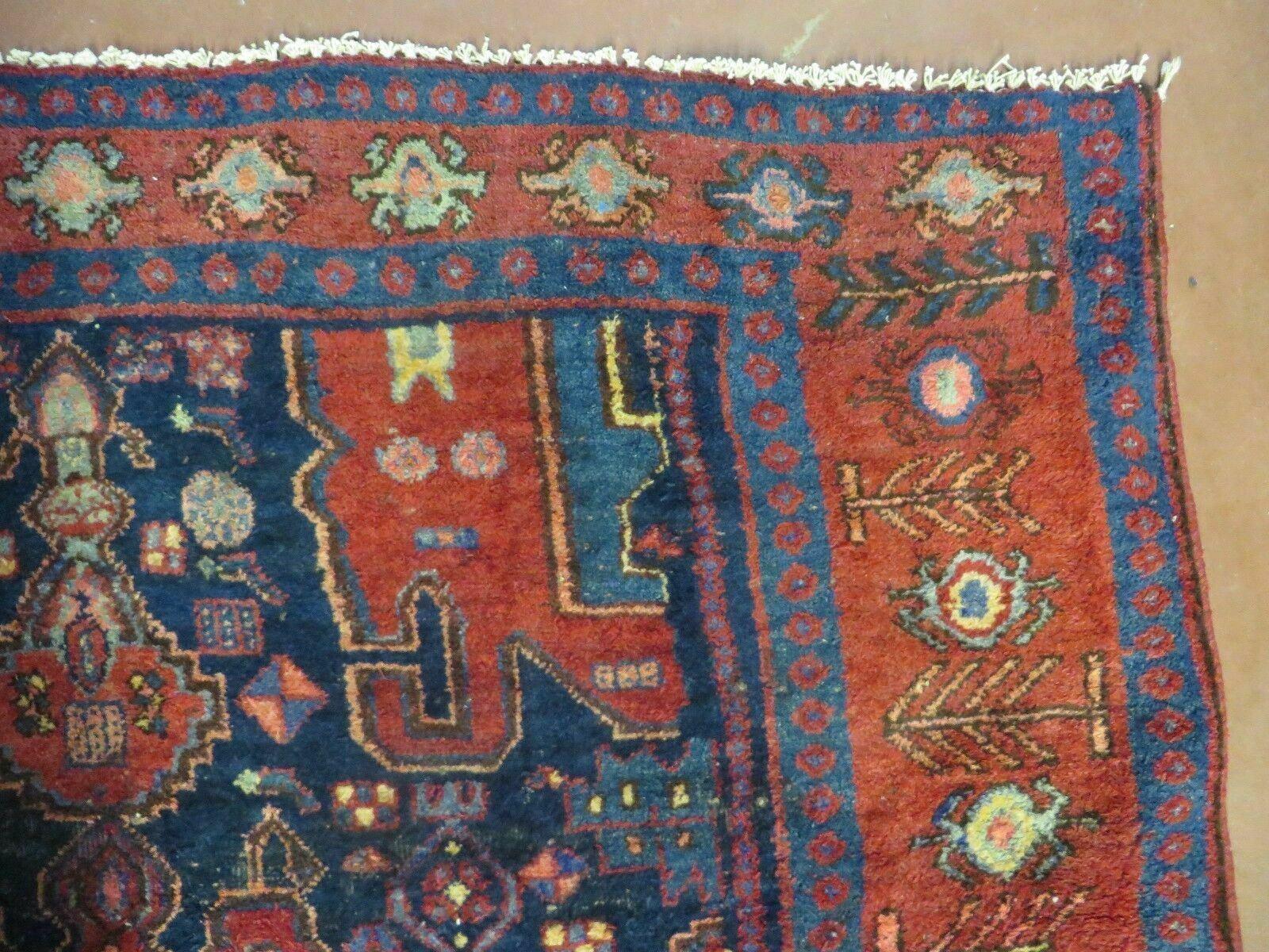 4' X 10' Antique Handmade Turkish Floral Tribal Oriental Wool Rug #627 - Image 7