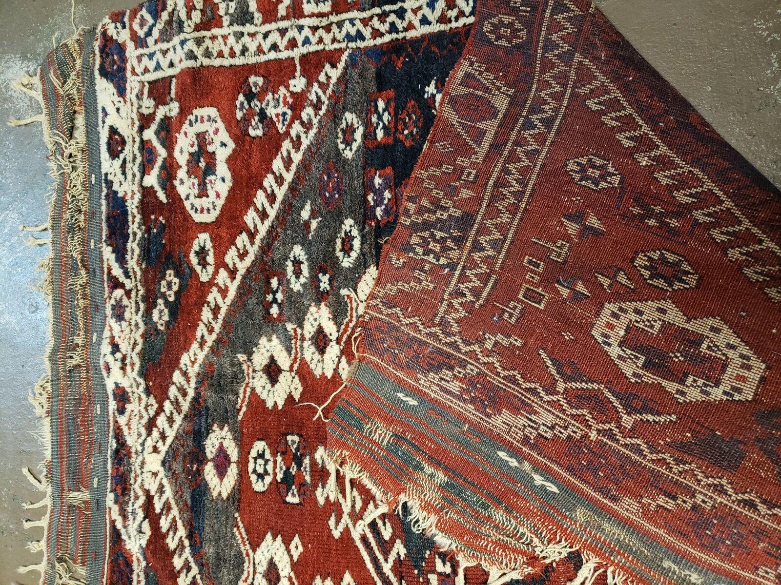 4' X 4' 4" Antique Handmade Turkish Oriental Bergema Wool Veg Dyes Tribal Collectible Rug - Image 11