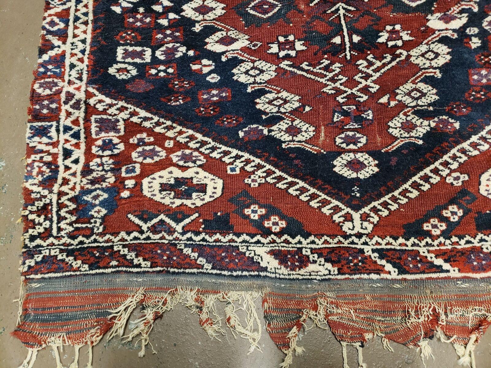 4' X 4' 4" Antique Handmade Turkish Oriental Bergema Wool Veg Dyes Tribal Collectible Rug - Image 8