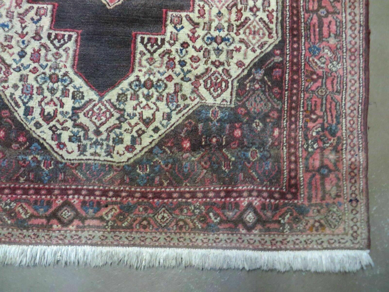 4' X 5' Antique Handmade India Floral Oriental Wool Rug Brown Vegetable Dyes - Image 9
