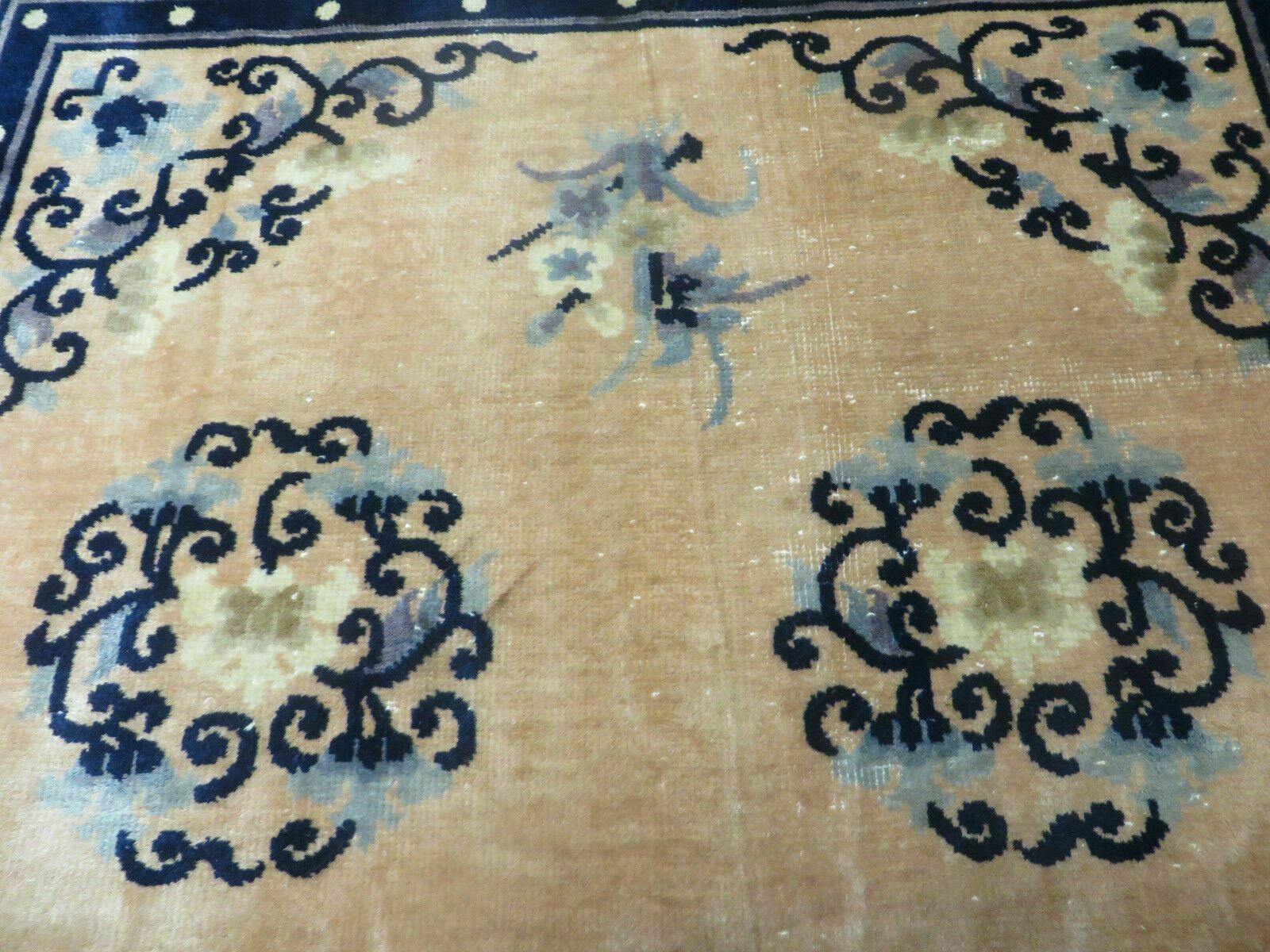4' X 6' Antique Handmade Fine Knotted Peking Chinese Wool Rug Amiri Salmon - Image 12