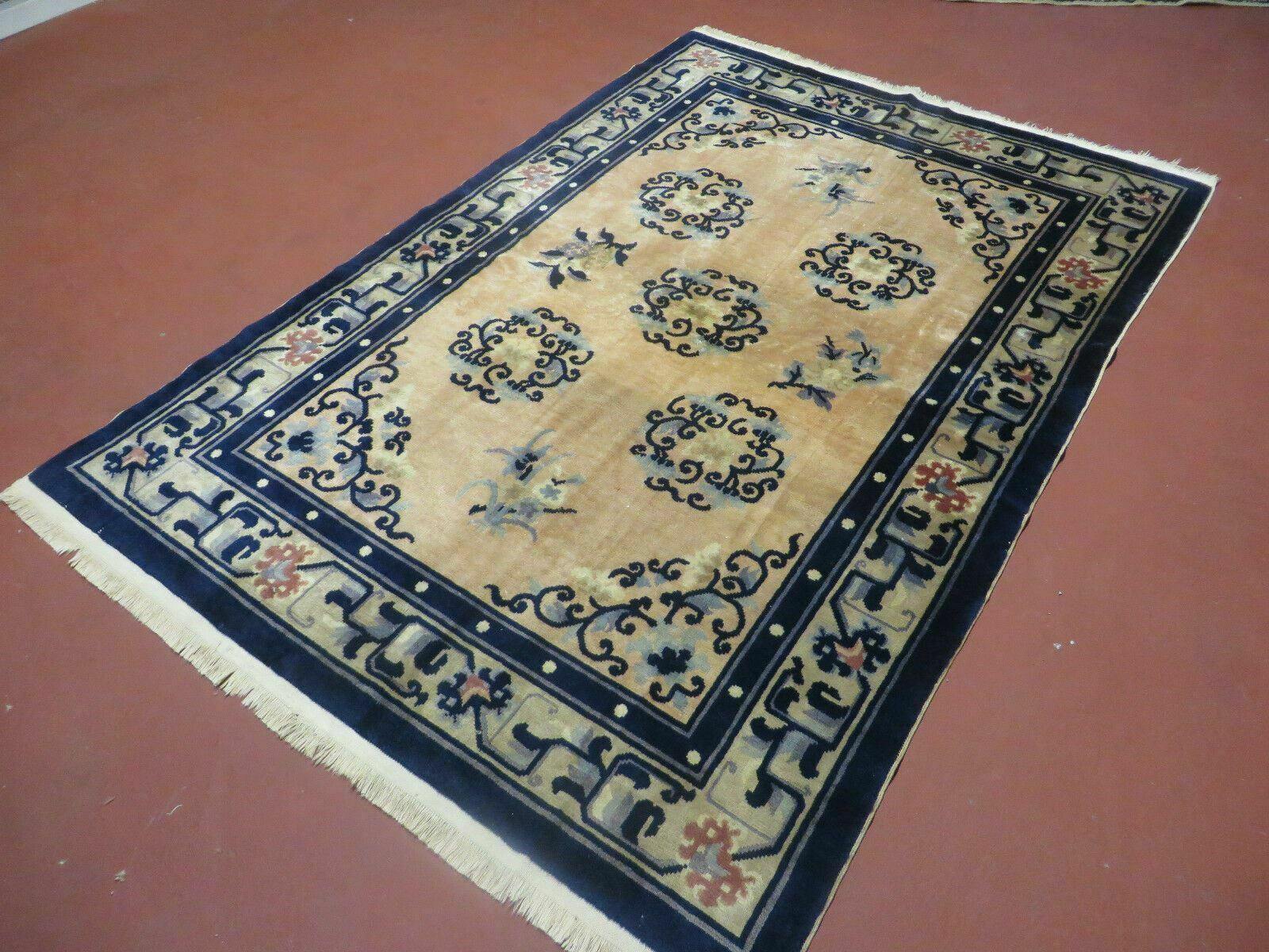 4' X 6' Antique Handmade Fine Knotted Peking Chinese Wool Rug Amiri Salmon - Image 2