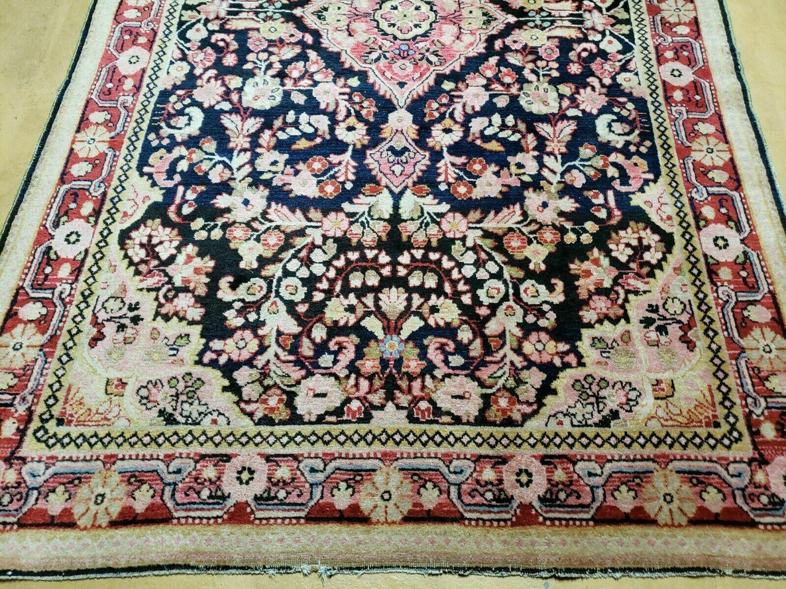 4' X 6' Antique Handmade India Floral Oriental Wool Rug Carpet Organic Blue - Image 5