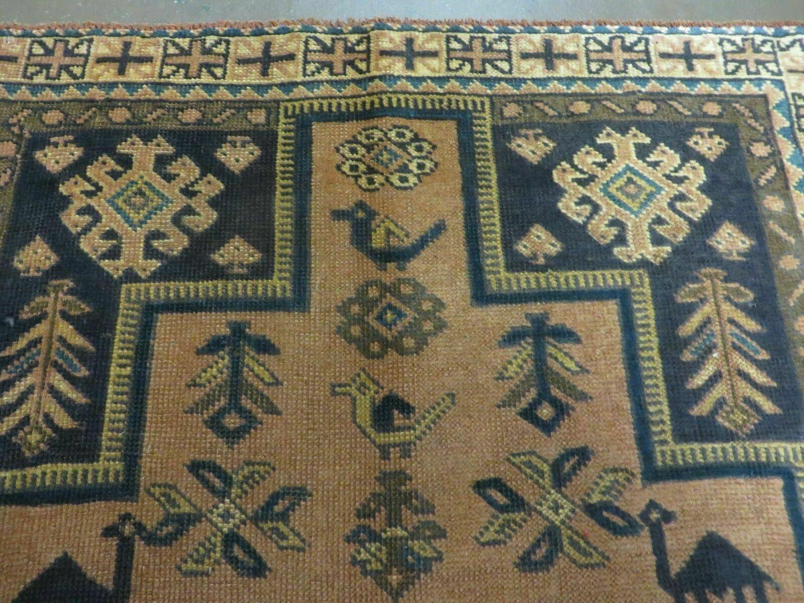 4' X 6' Antique Handmade Turkish Anatolian Wool Rug Camel Vegetable Dyes - Image 3