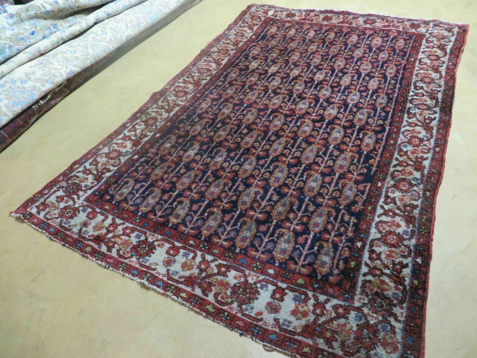 4' X 6' Antique Handmade Turkish Sivas Wool Rug Vegetable Organic Dye Nice Blue - Image 2