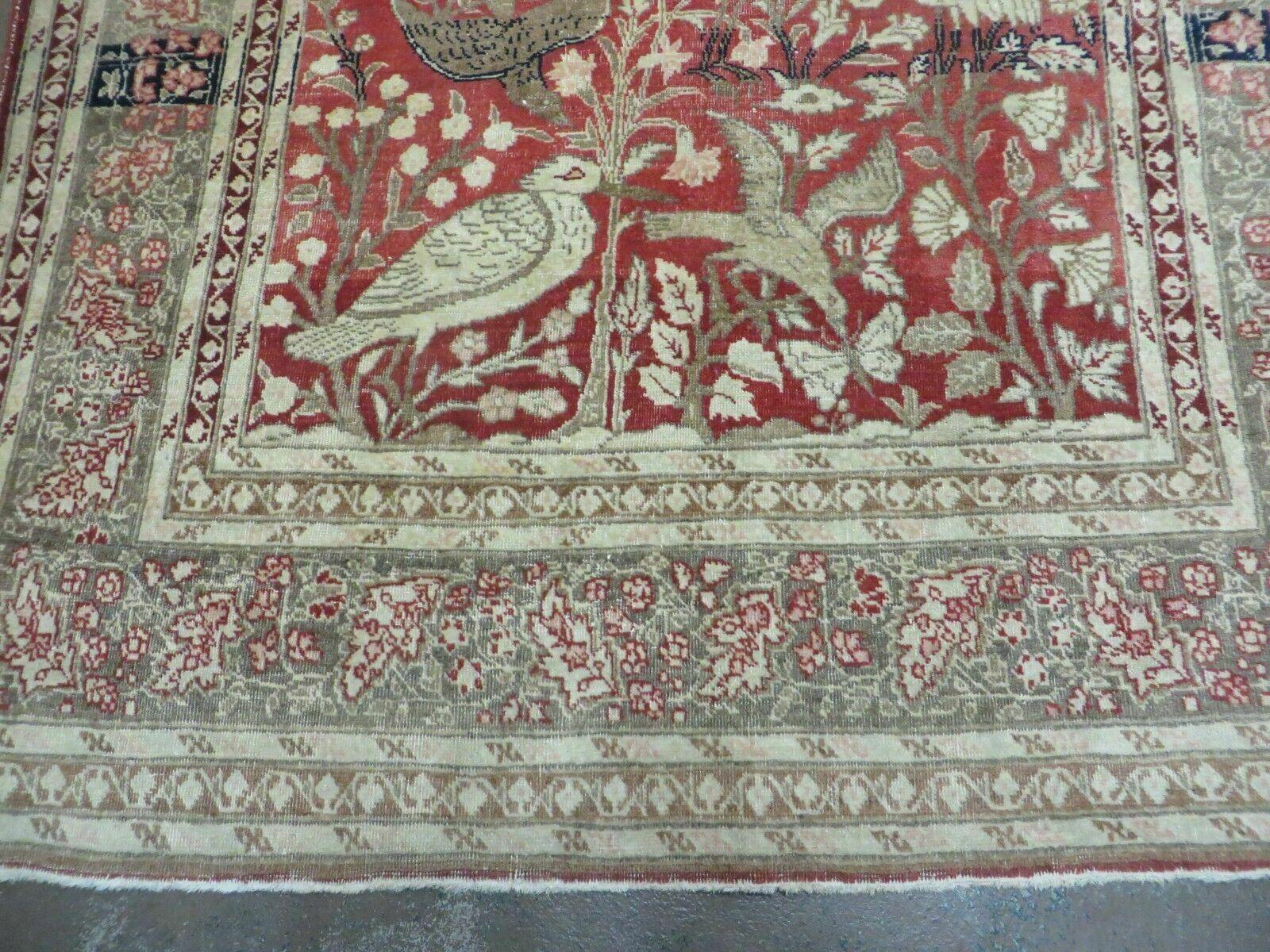 4' X 6' Antique Handmade Turkish Tree Of Life Oriental Wool Rug Birds Red - Image 4