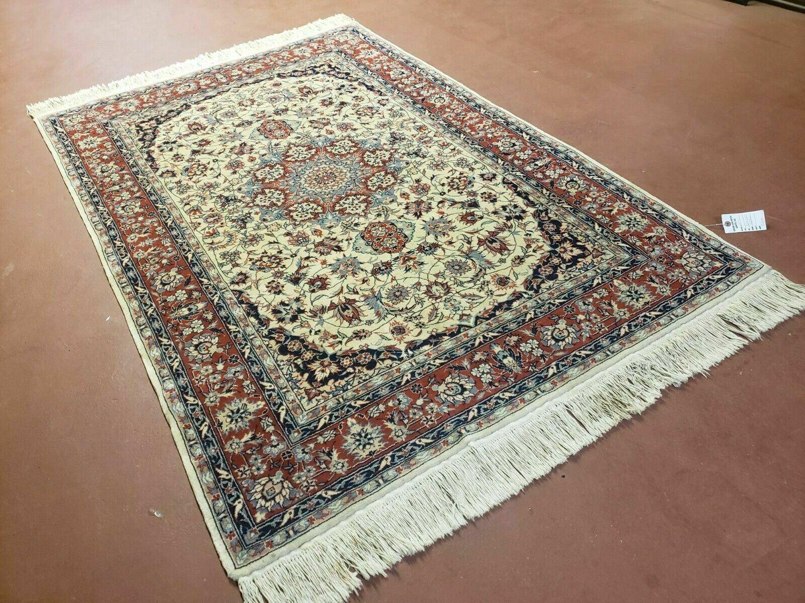 4' X 6' Handmade Ultra Fine Chinese Floral Oriental Wool Rug Hand Knotted Beige - Image 2